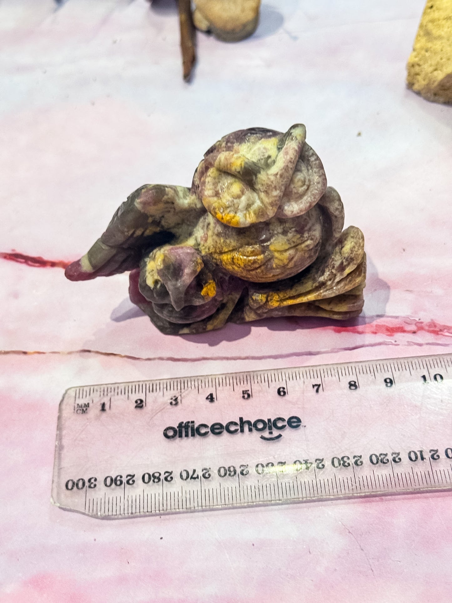Rubelite Owl Carving