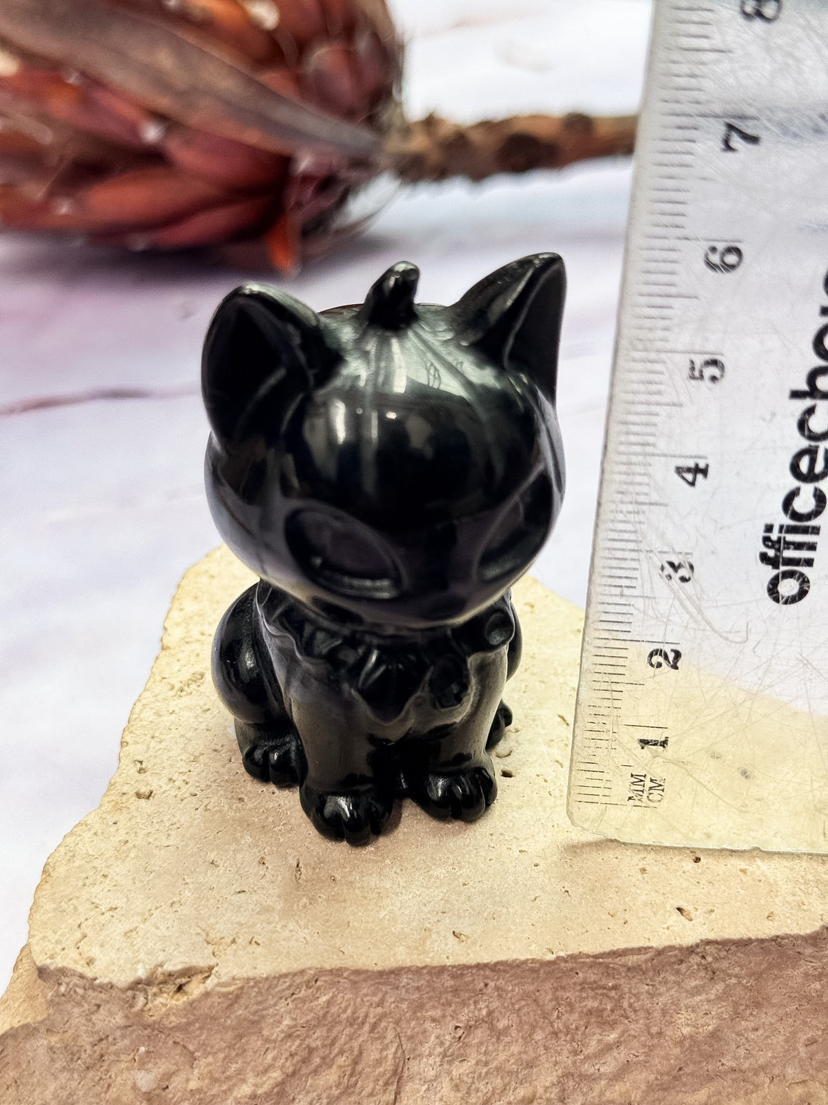 Obsidian Pumpkin Cat Carvings