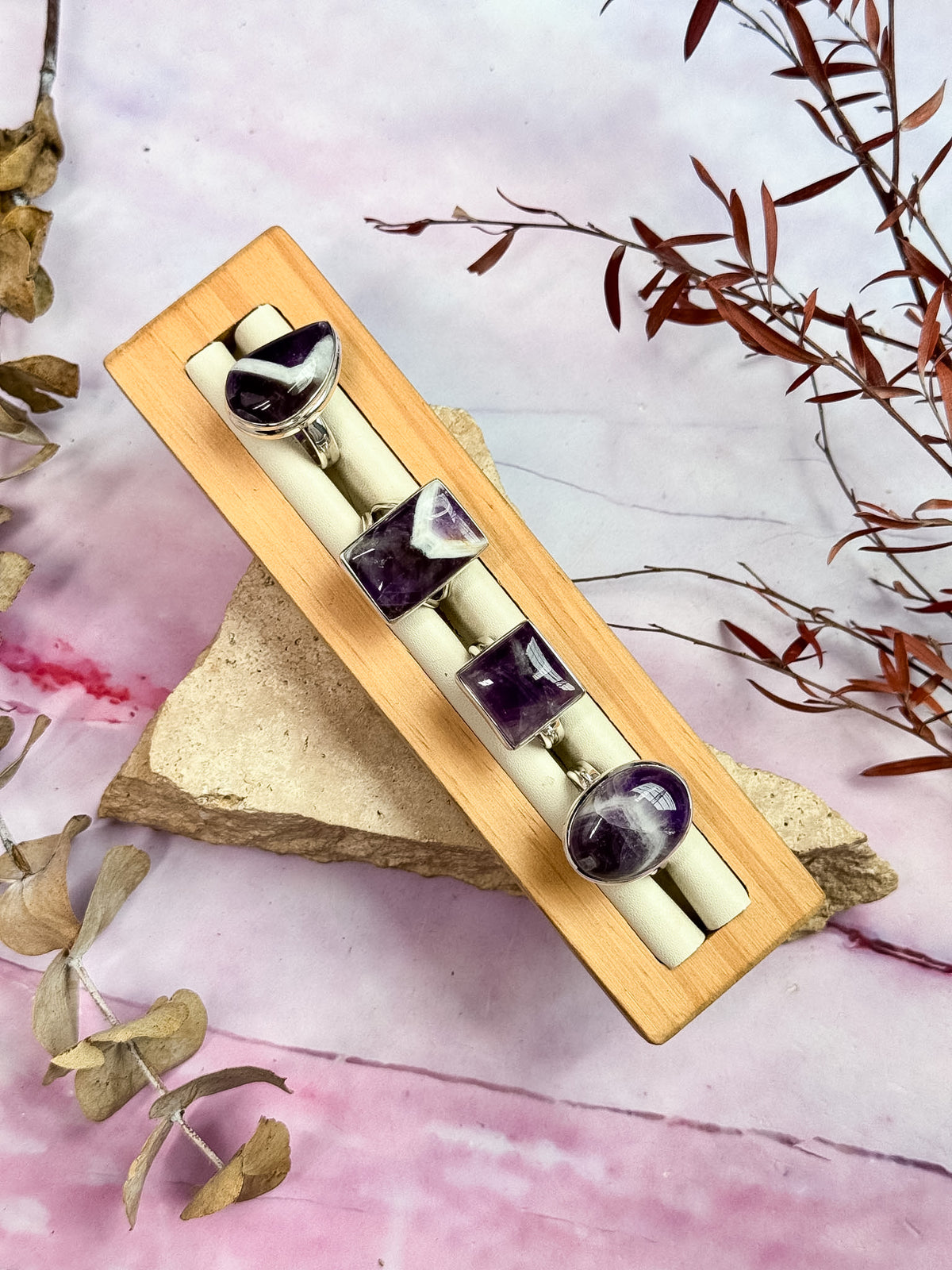 Chevron Amethyst Rings