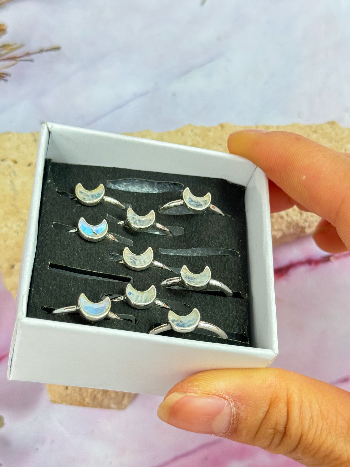 Moonstone Moon Rings