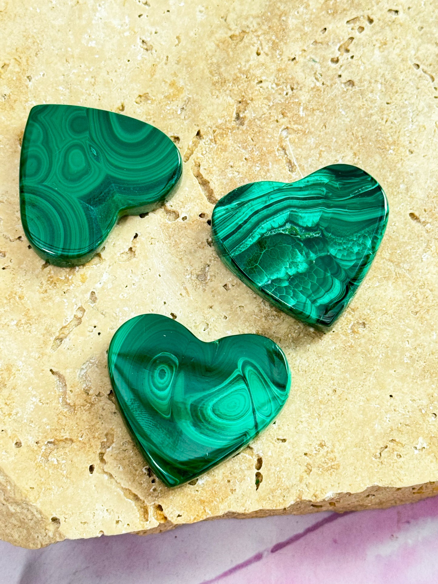 Small Malachite Hearts