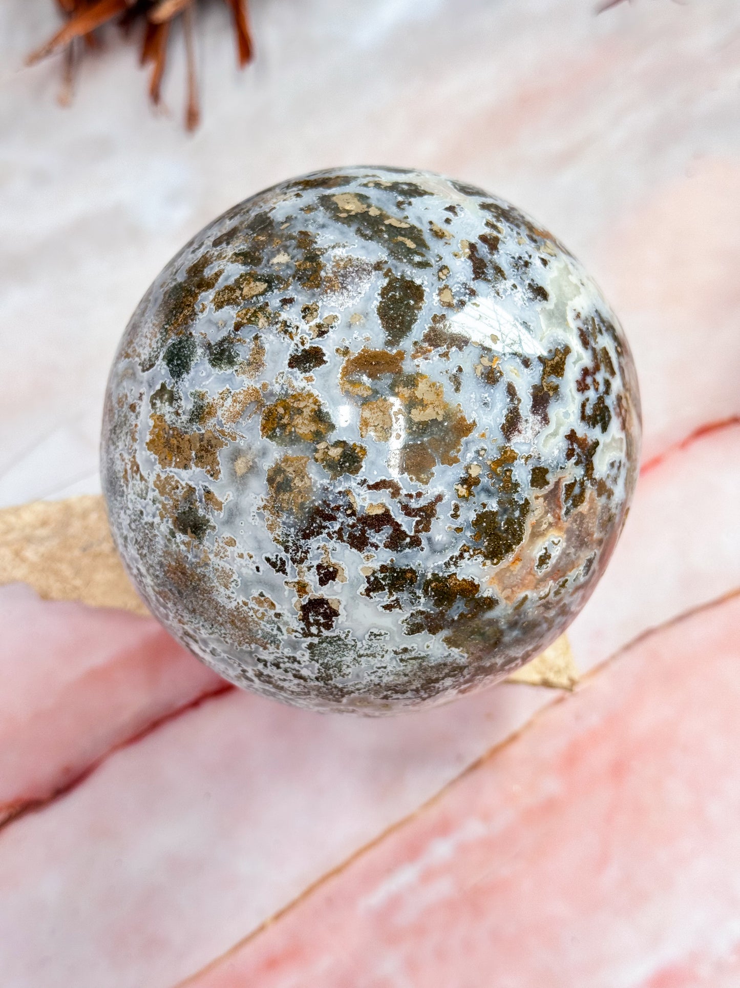 White Ocean Jasper Sphere