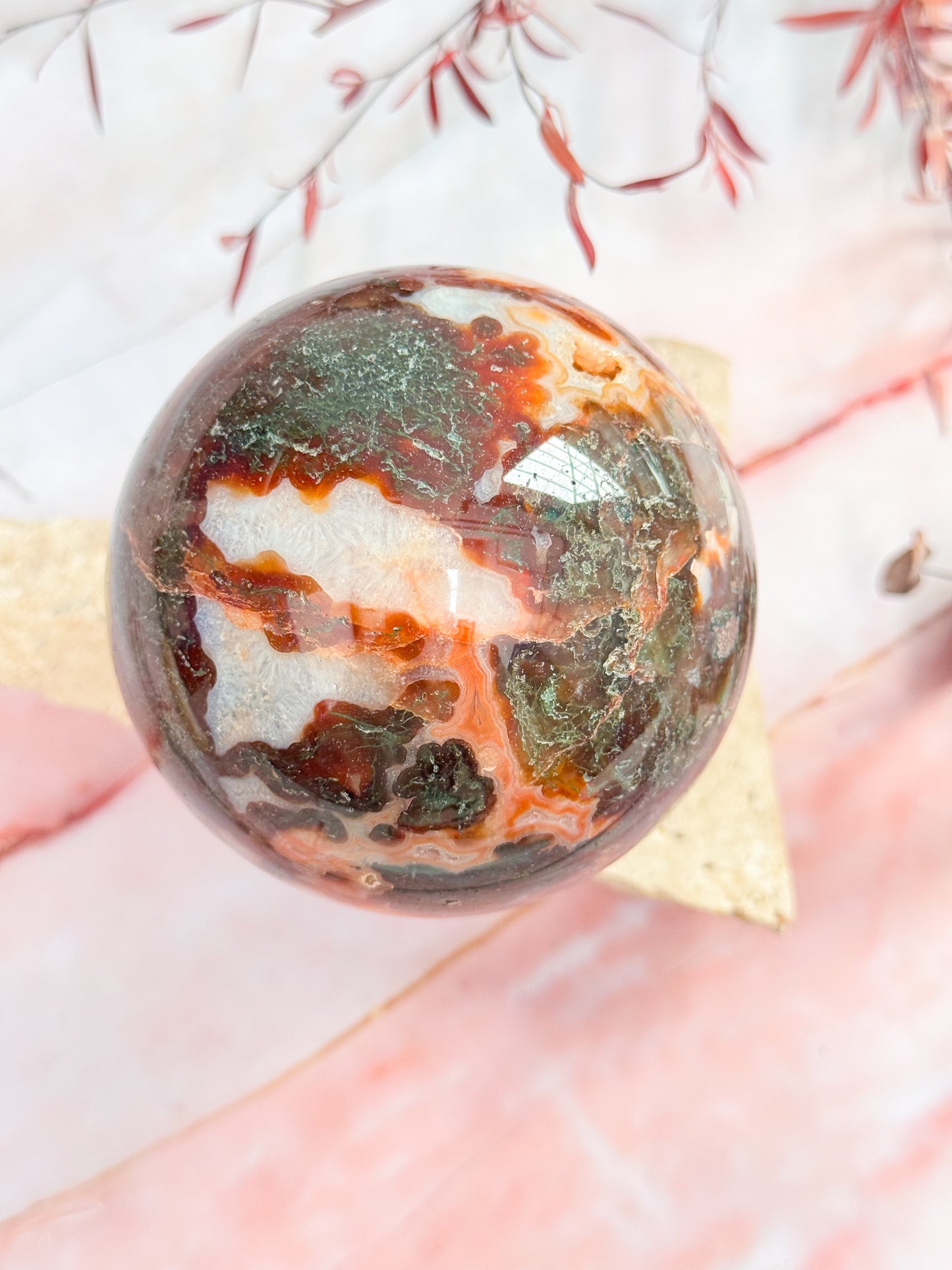 Red Moss Agate Sphere