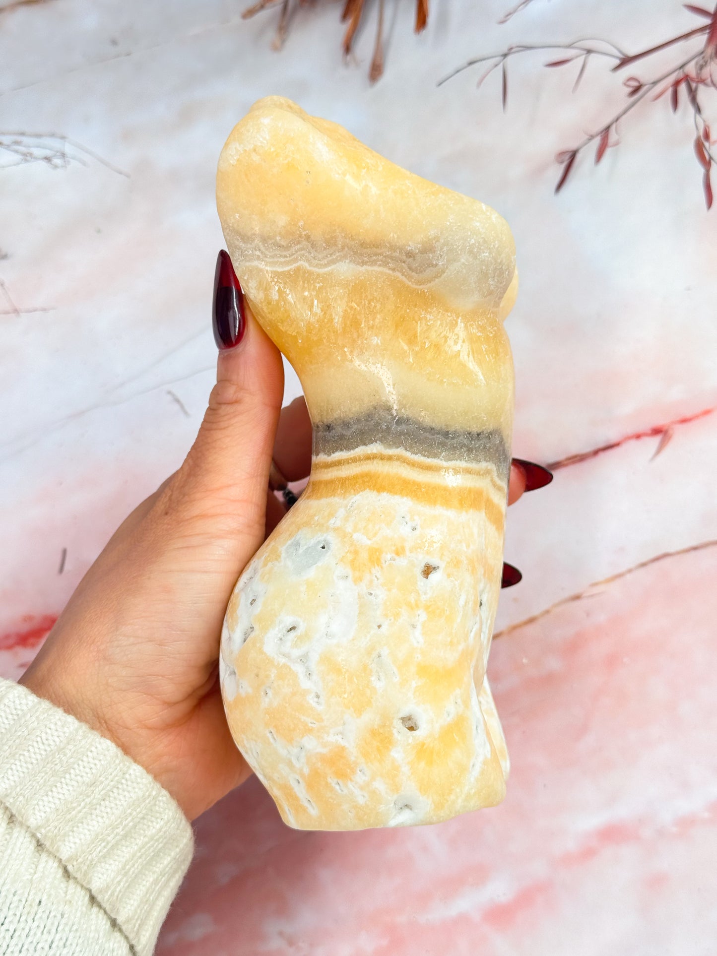 Sherbet Calcite Torso Carving