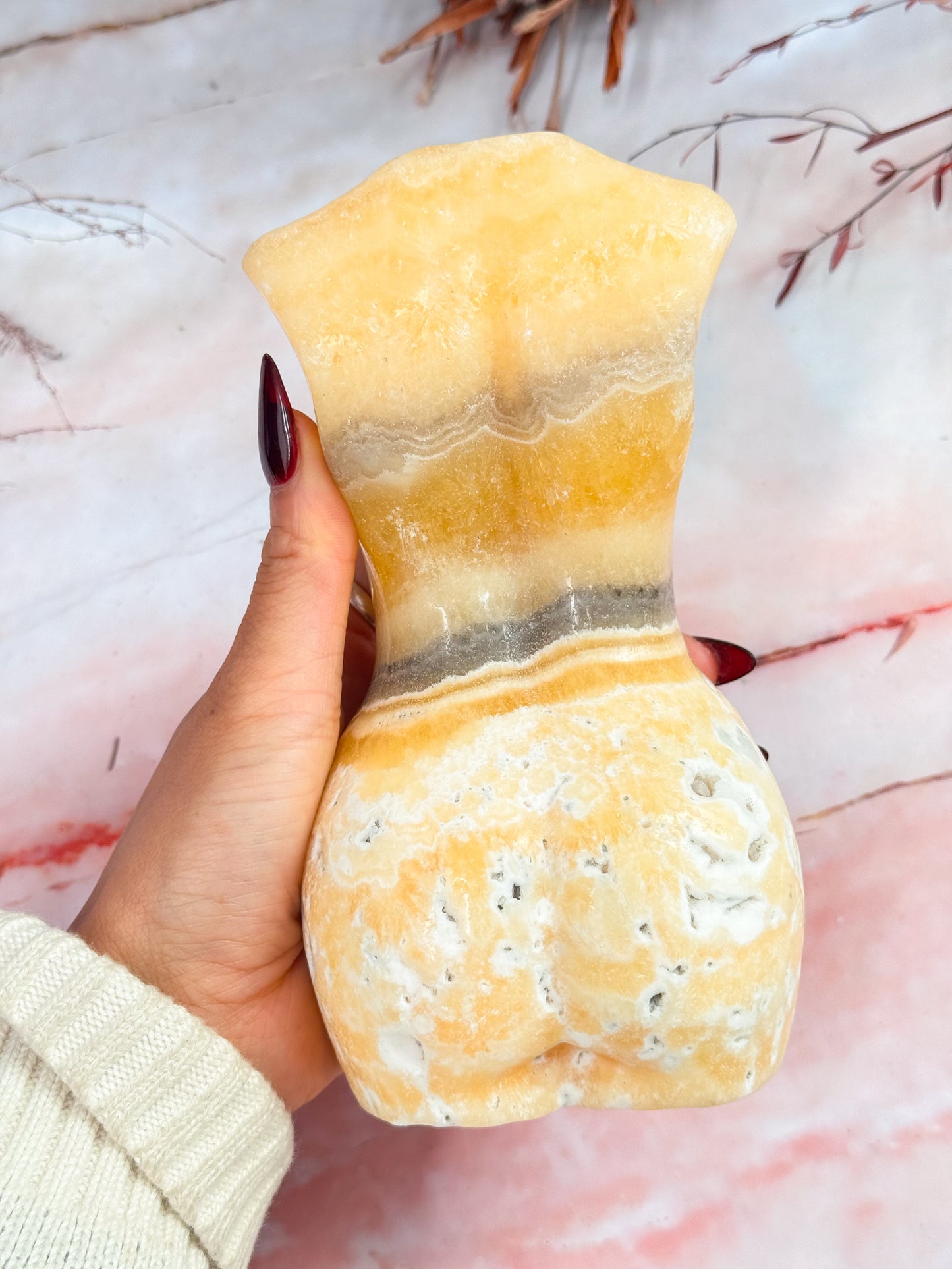 Sherbet Calcite Torso Carving