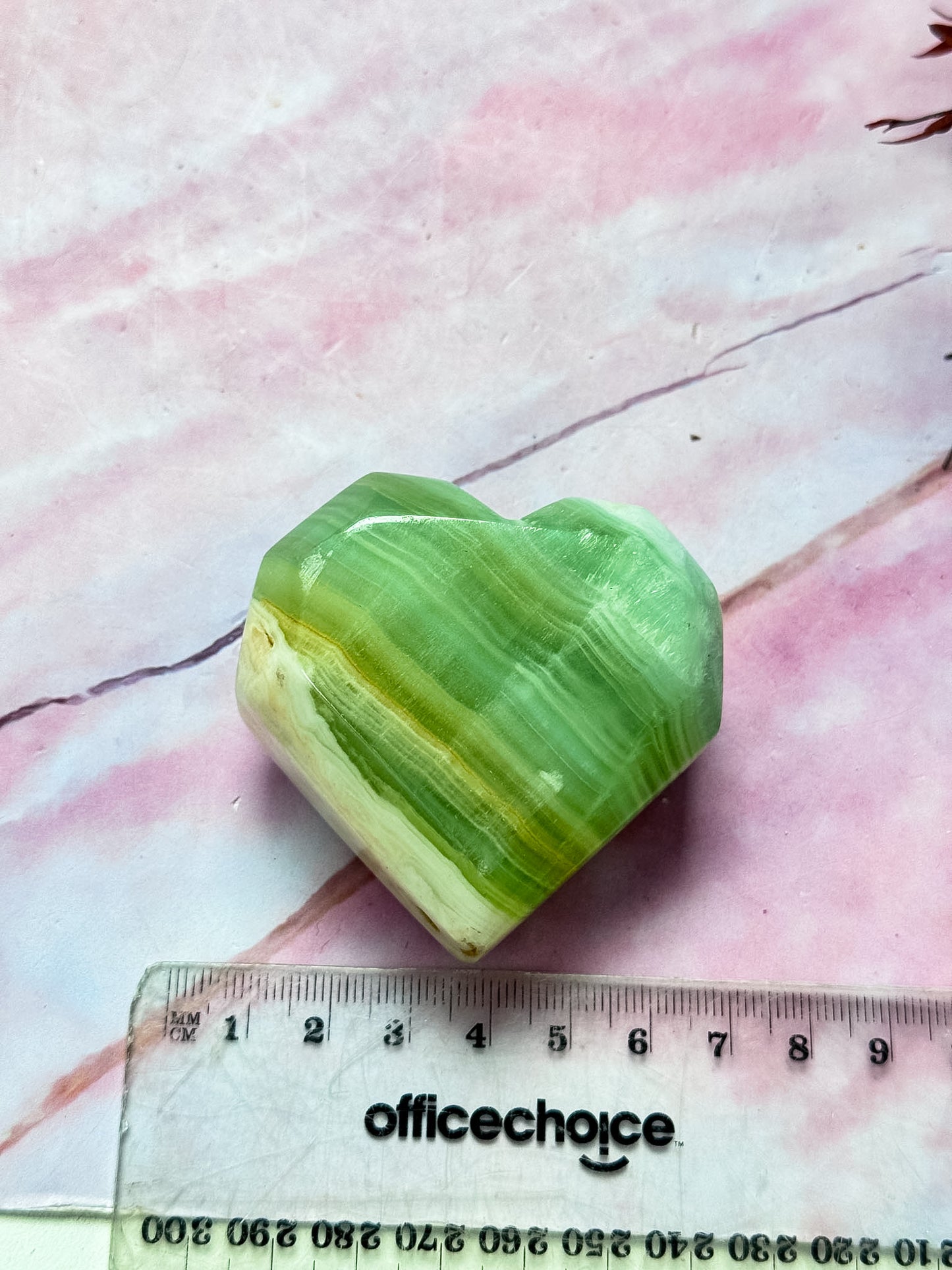 Pistachio Calcite Faceted Hearts