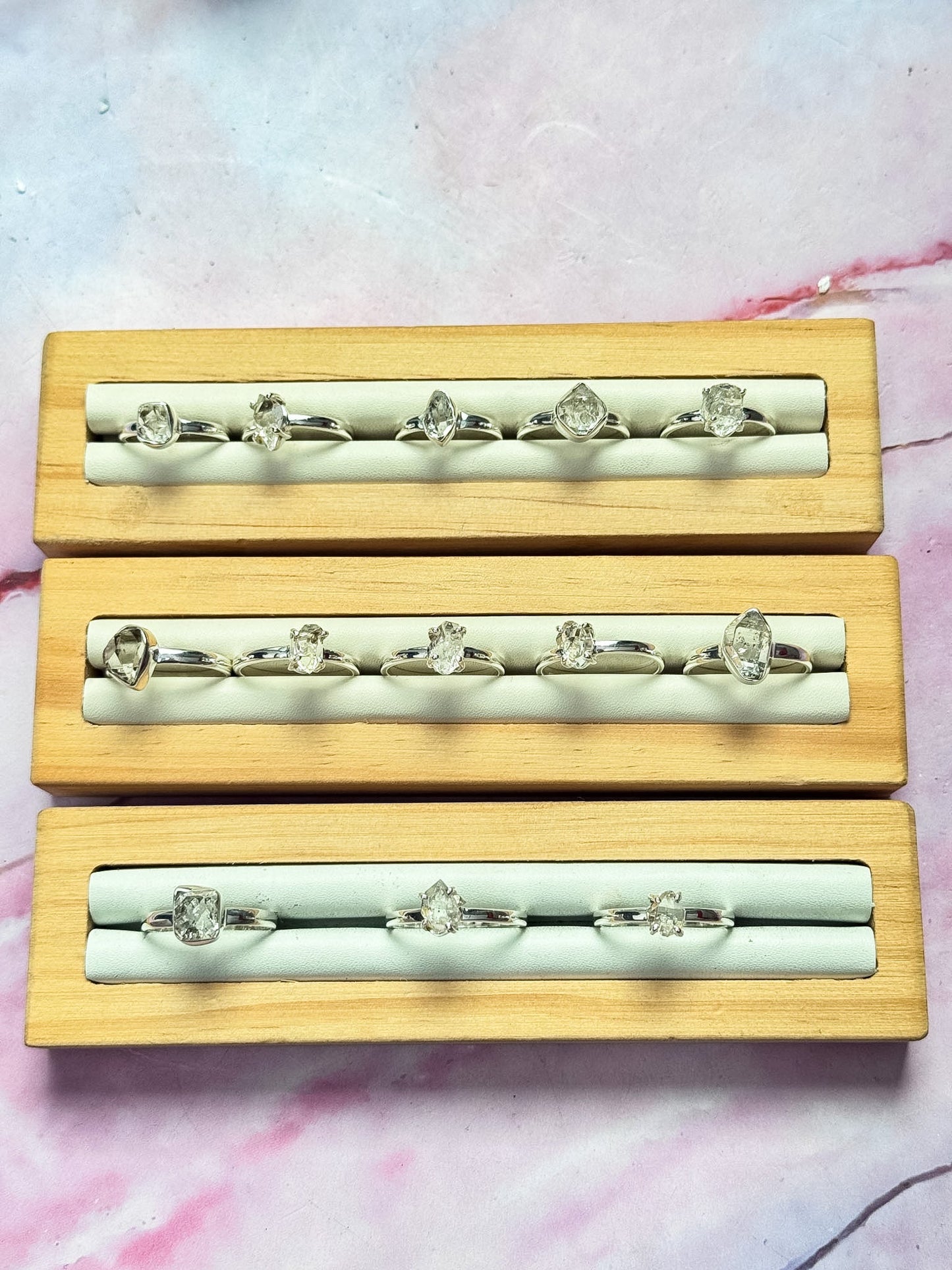 Herkimer Diamond Quartz Rings