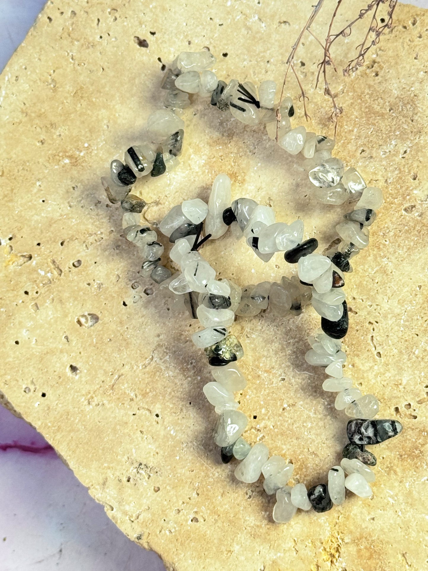 Tourmilated Quartz Chip Bracelets