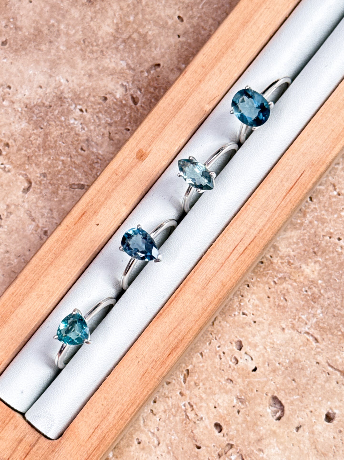 Belgian Teal Fluorite Rings