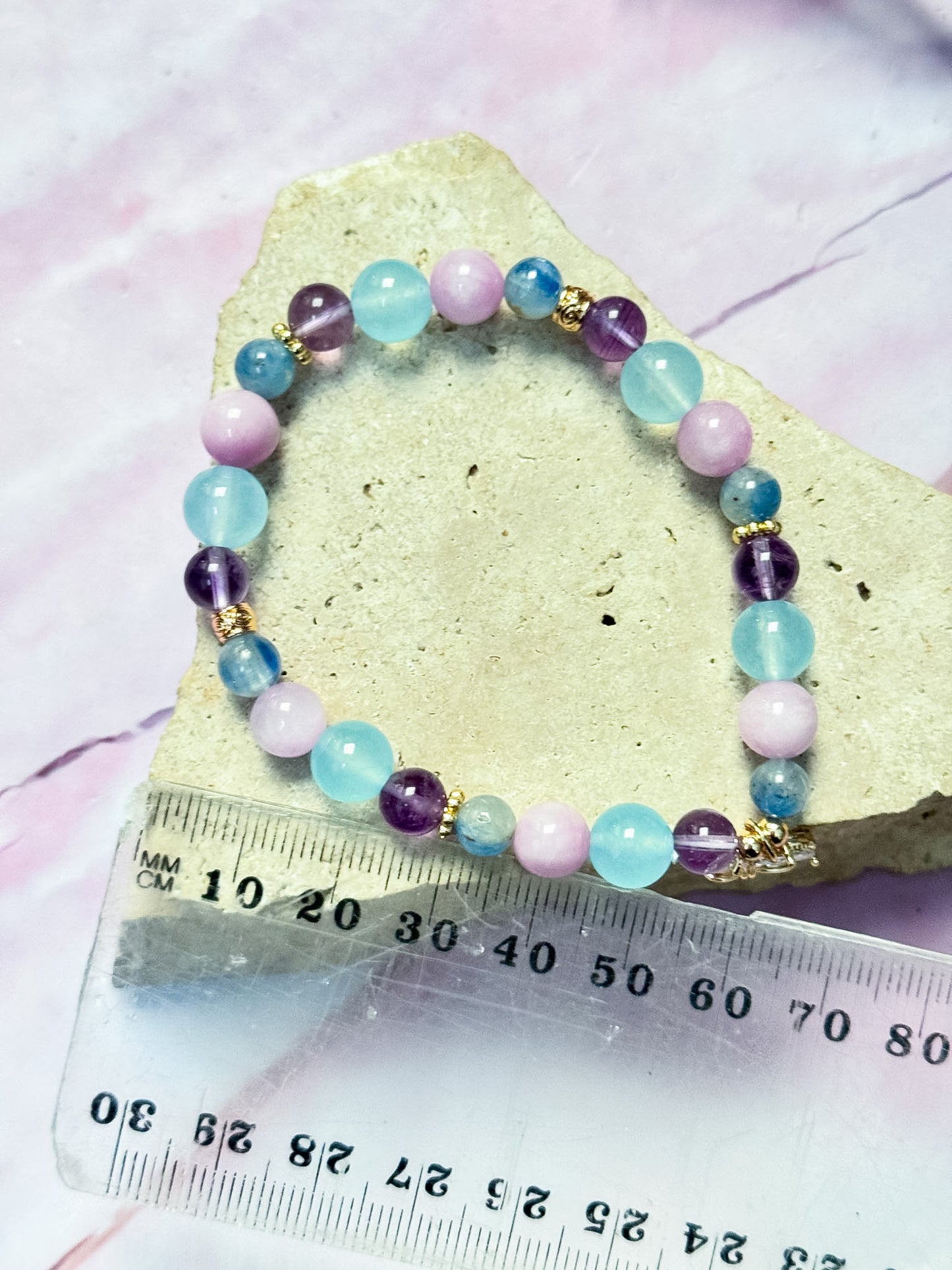 Aquamarine, Kunzite, Amethyst and Kyanite Bracelet