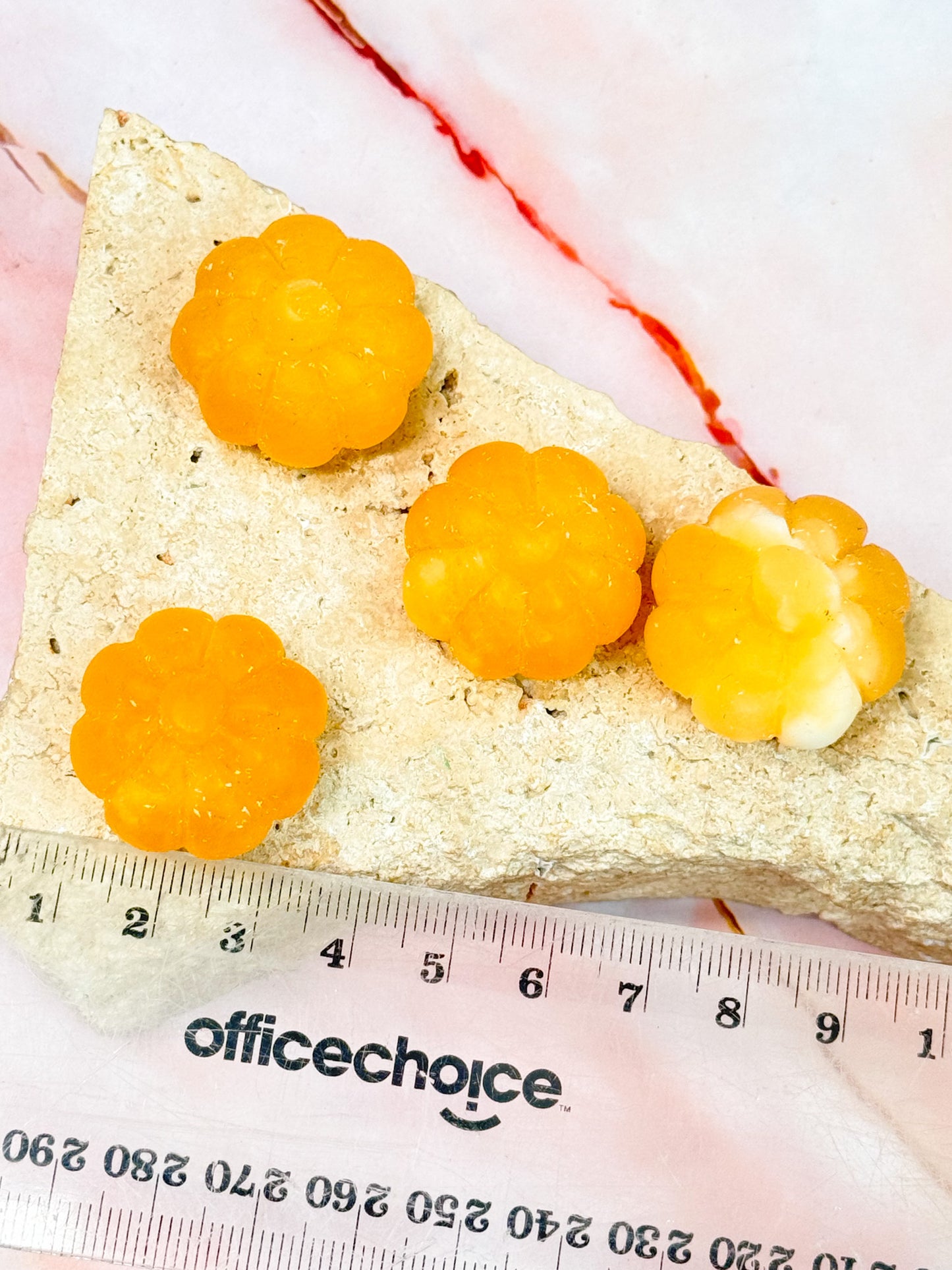Orange Calcite Pumpkin Carvings