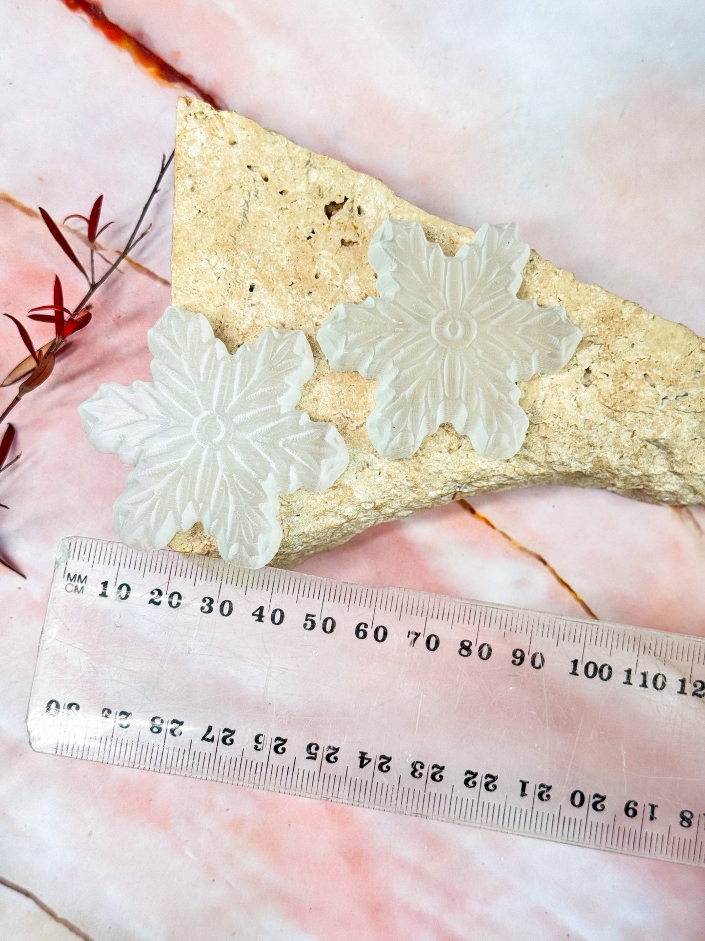 Selenite Snowflake Carvings