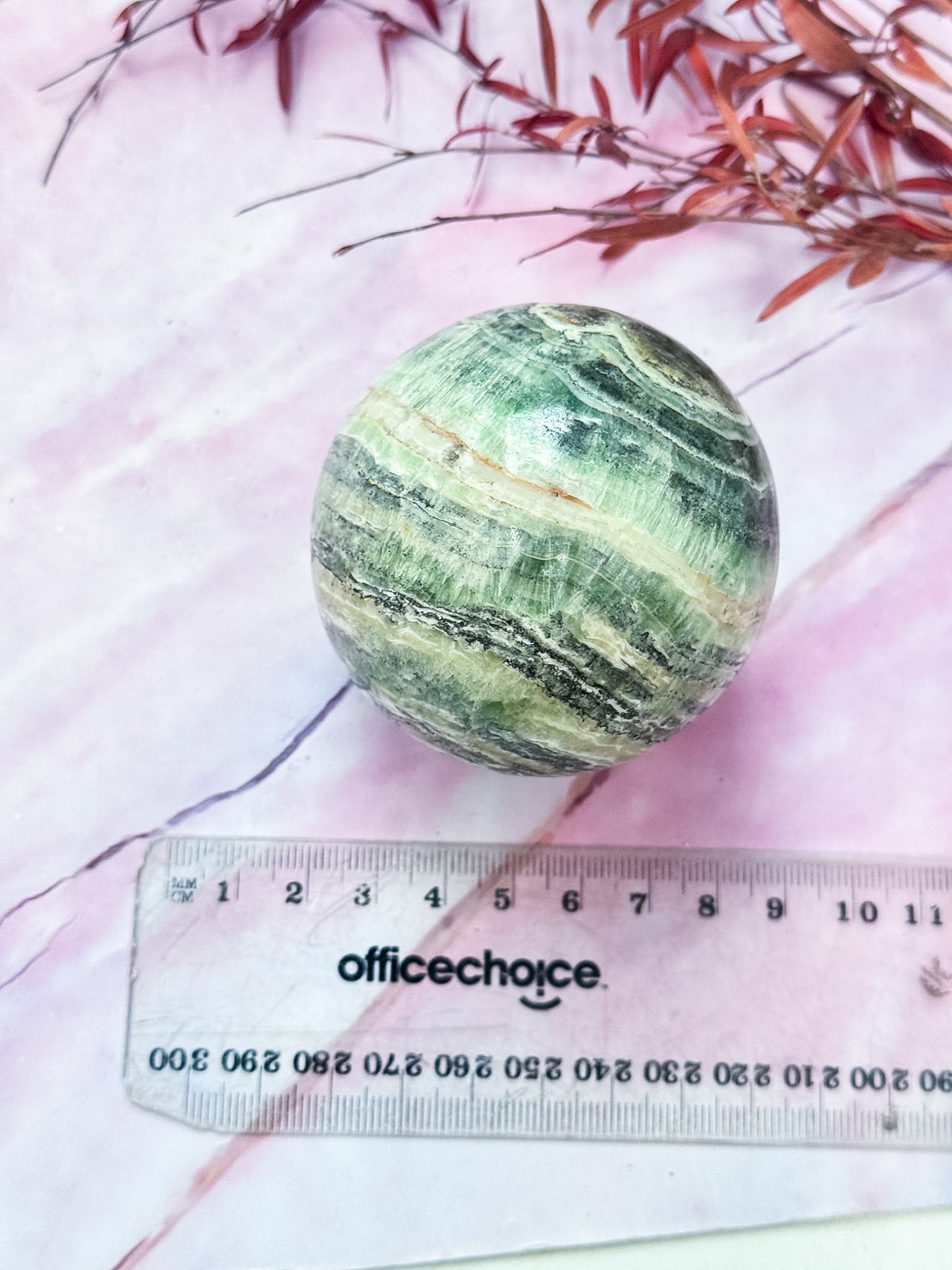 Kiwi Calcite Sphere