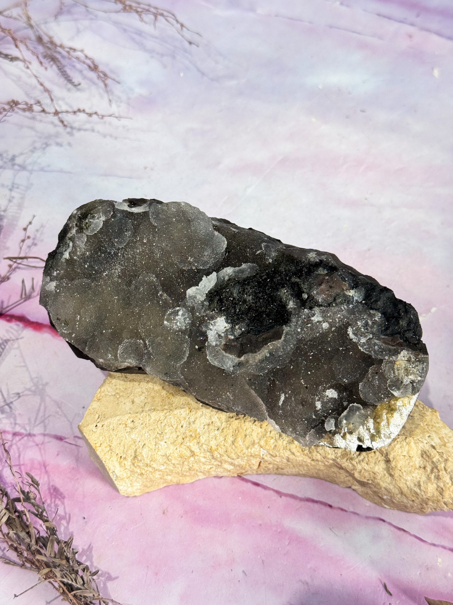 Black Chalcedony with Apophylite Cluster