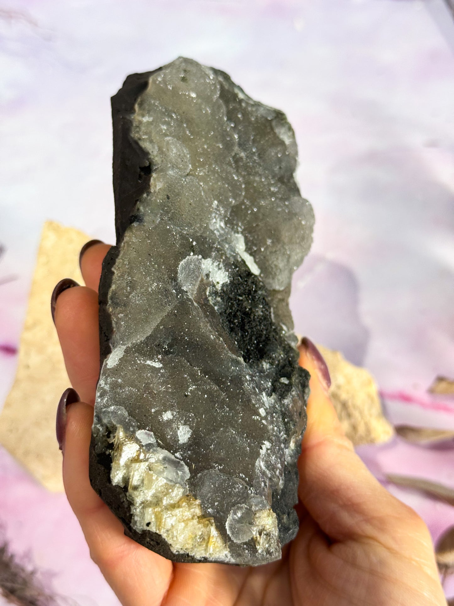 Black Chalcedony with Apophylite Cluster