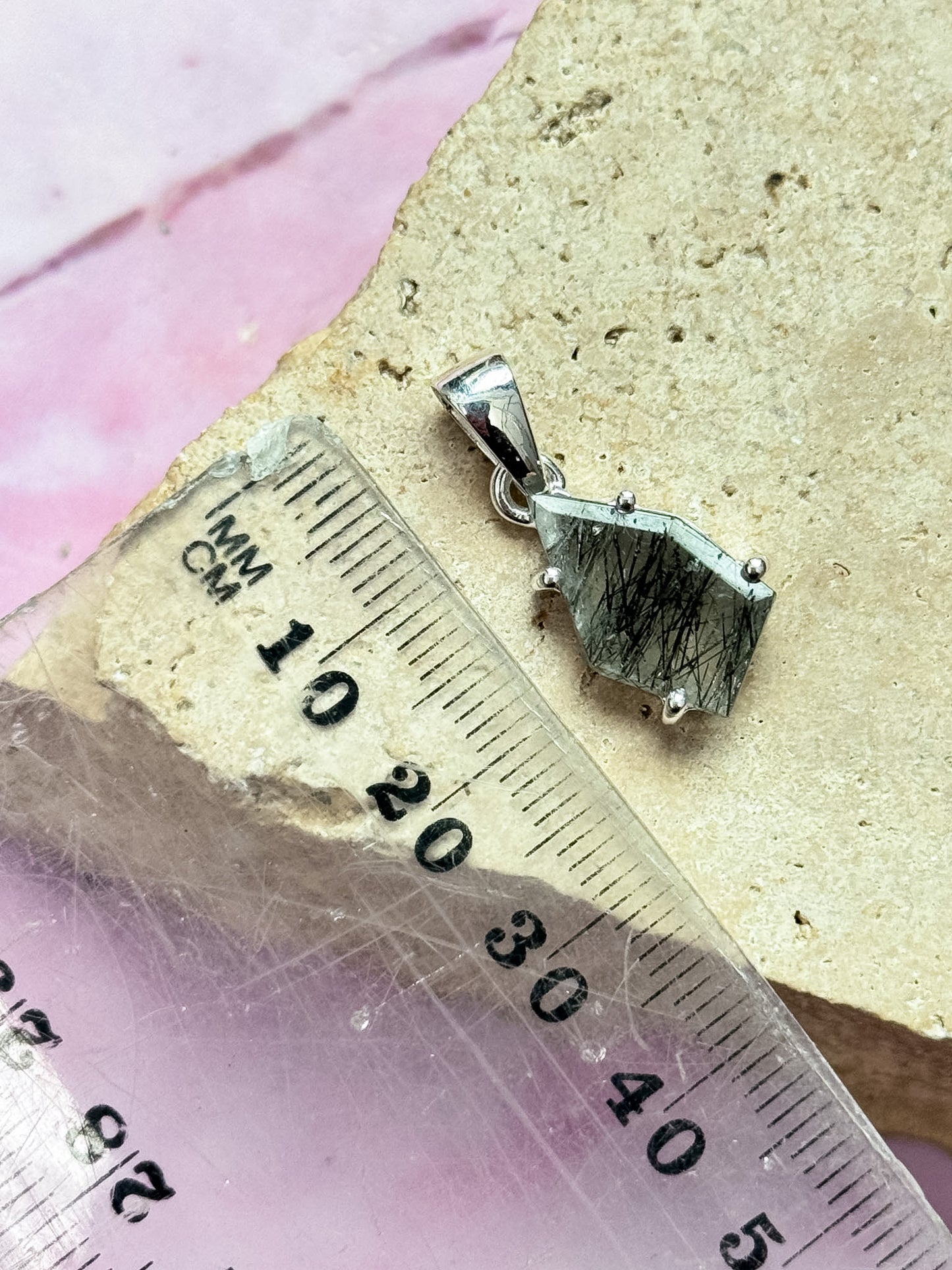 Black Rutile Faceted Pendants