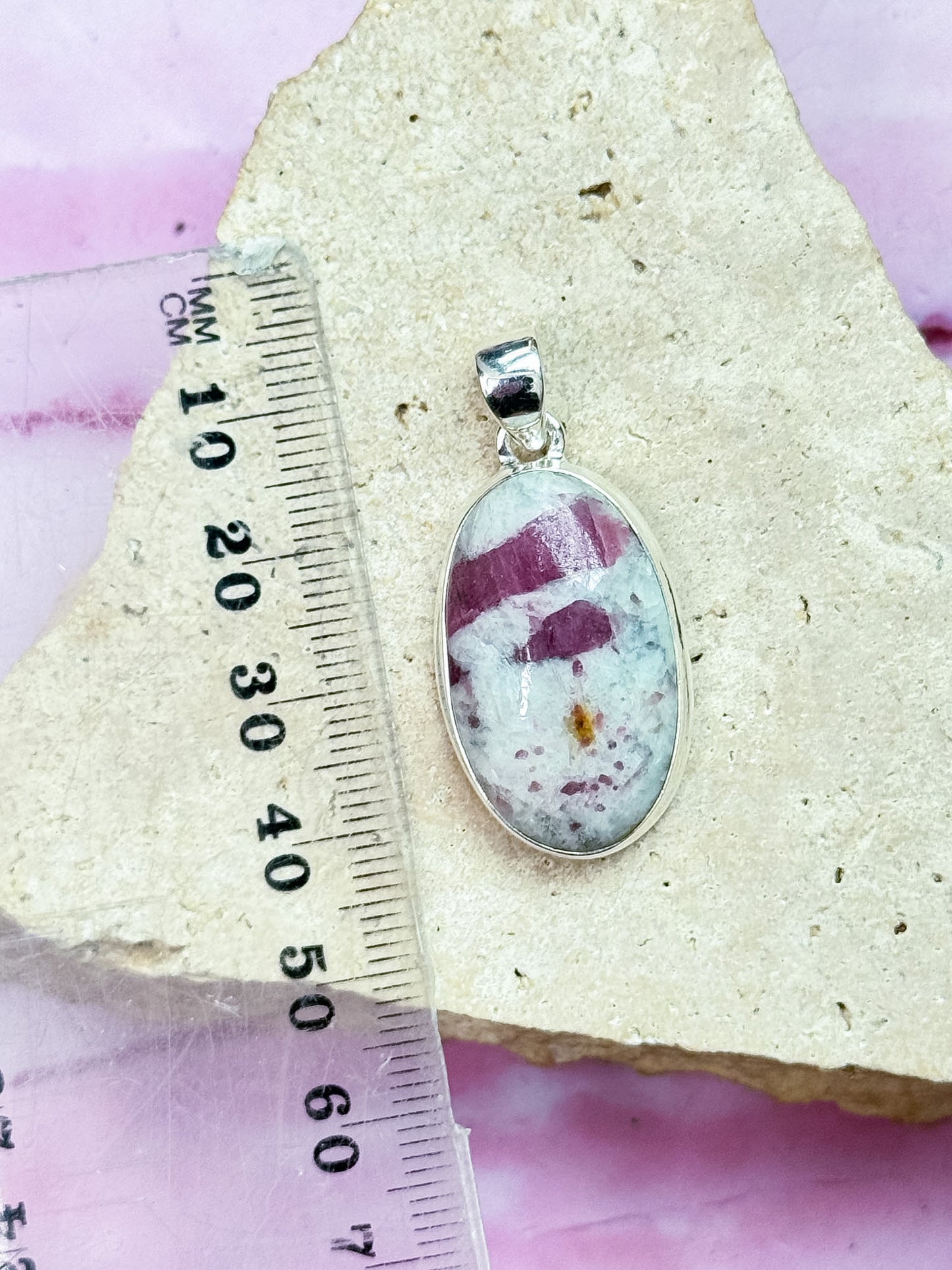 Pink Tourmaline in Quartz Pendant