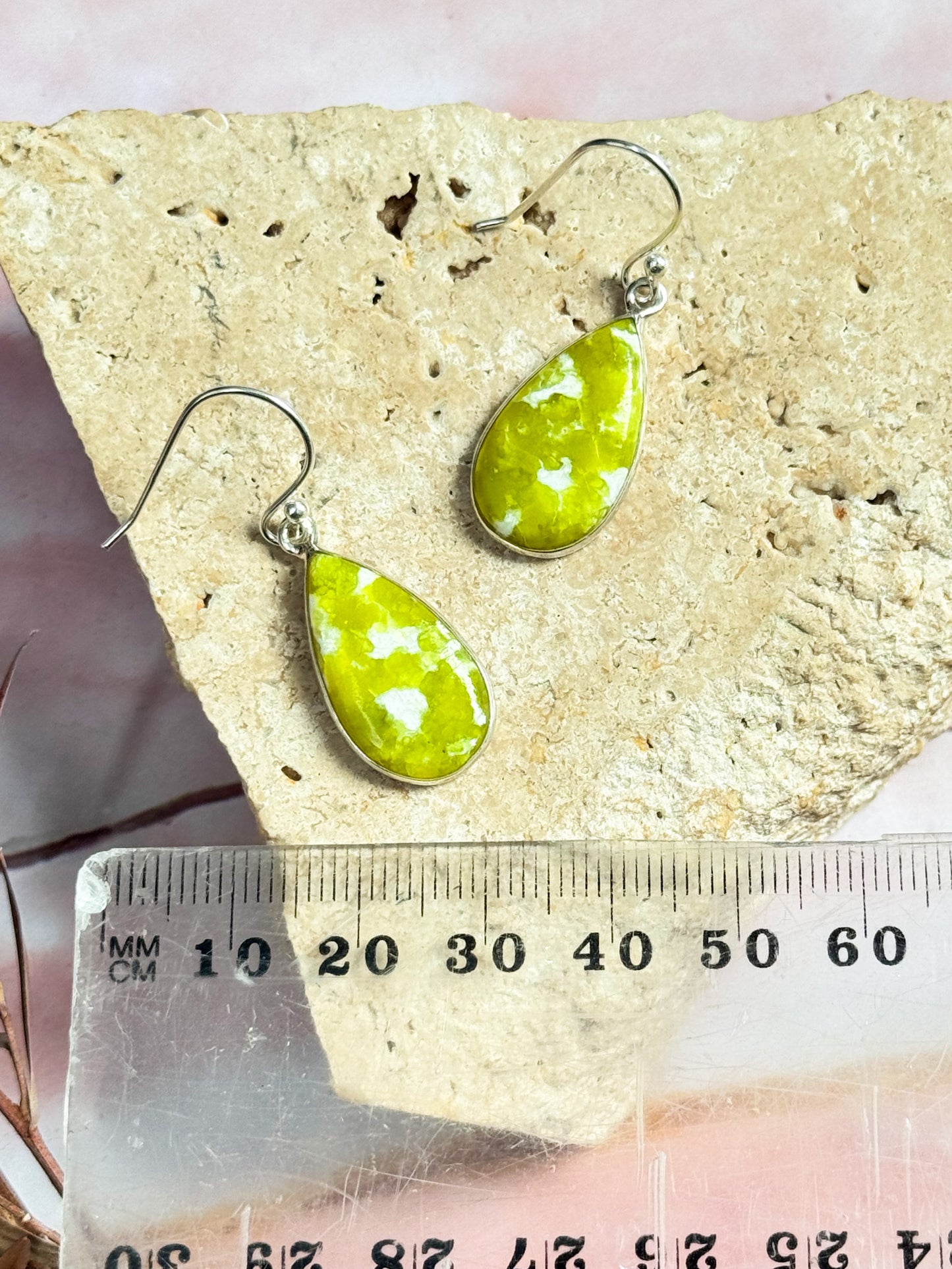 Lizardite Serpentine Earrings - Teardrop