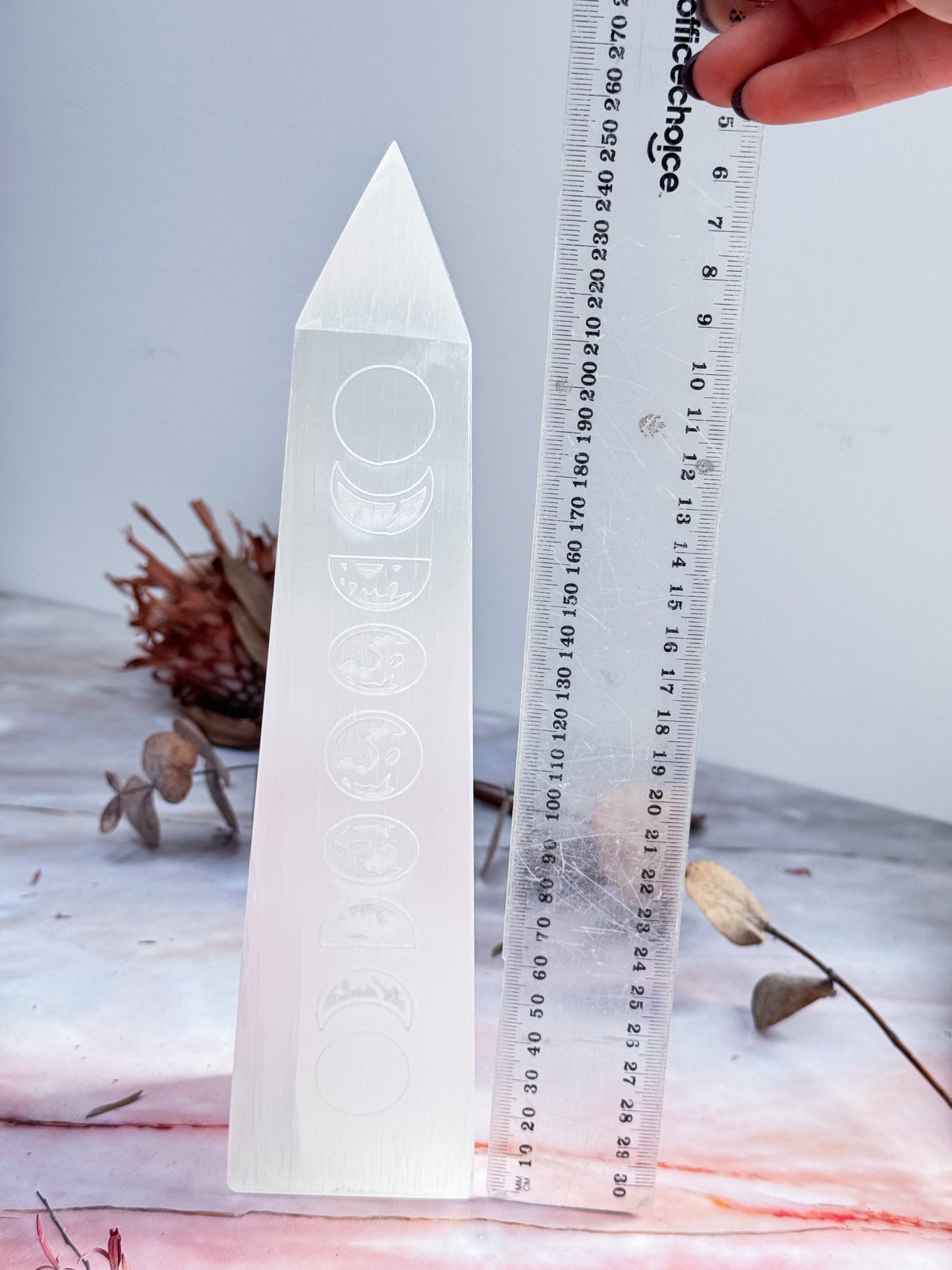 Selenite Moon Phase Tower