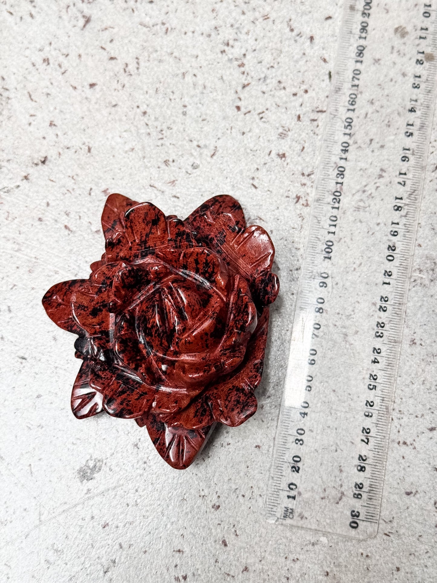 Mahogony Obsidian Peony Carving