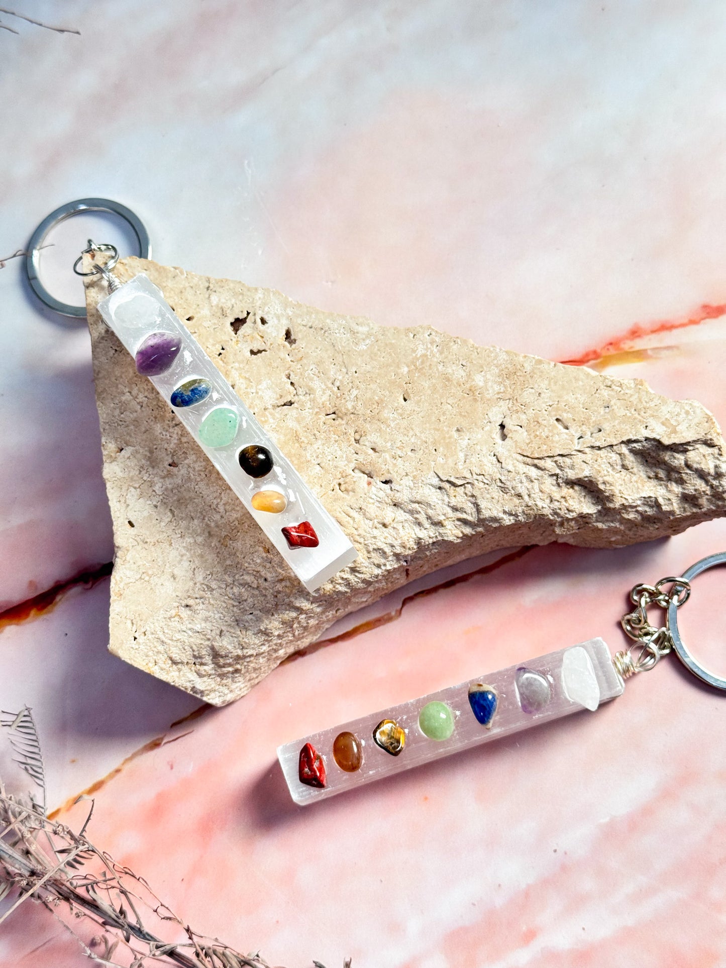 Selenite Chakra Key Chains