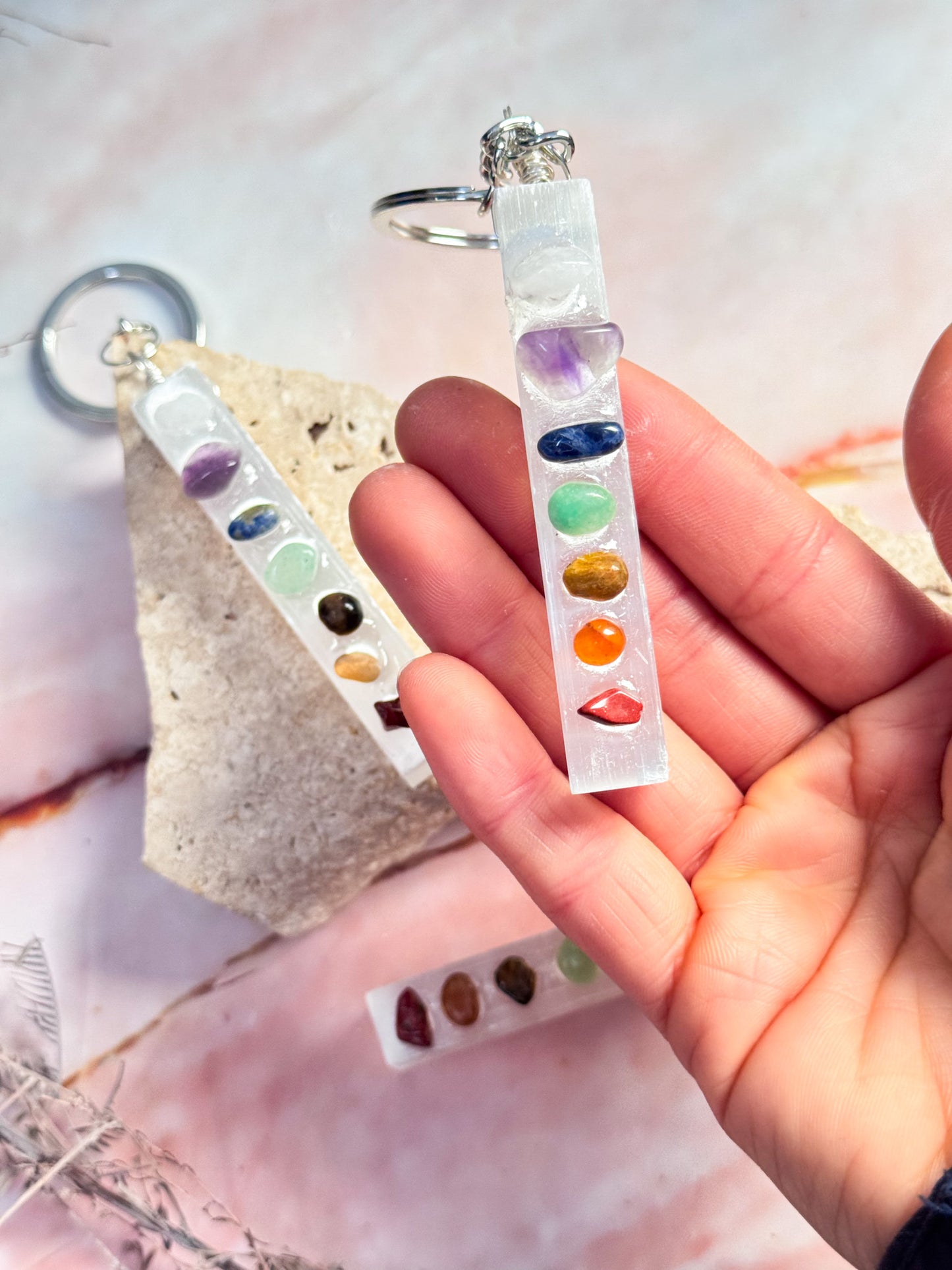 Selenite Chakra Key Chains