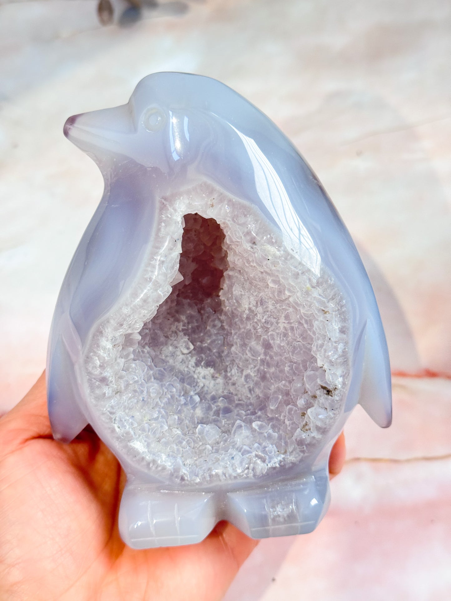 Agate and Quartz Penguin Carving