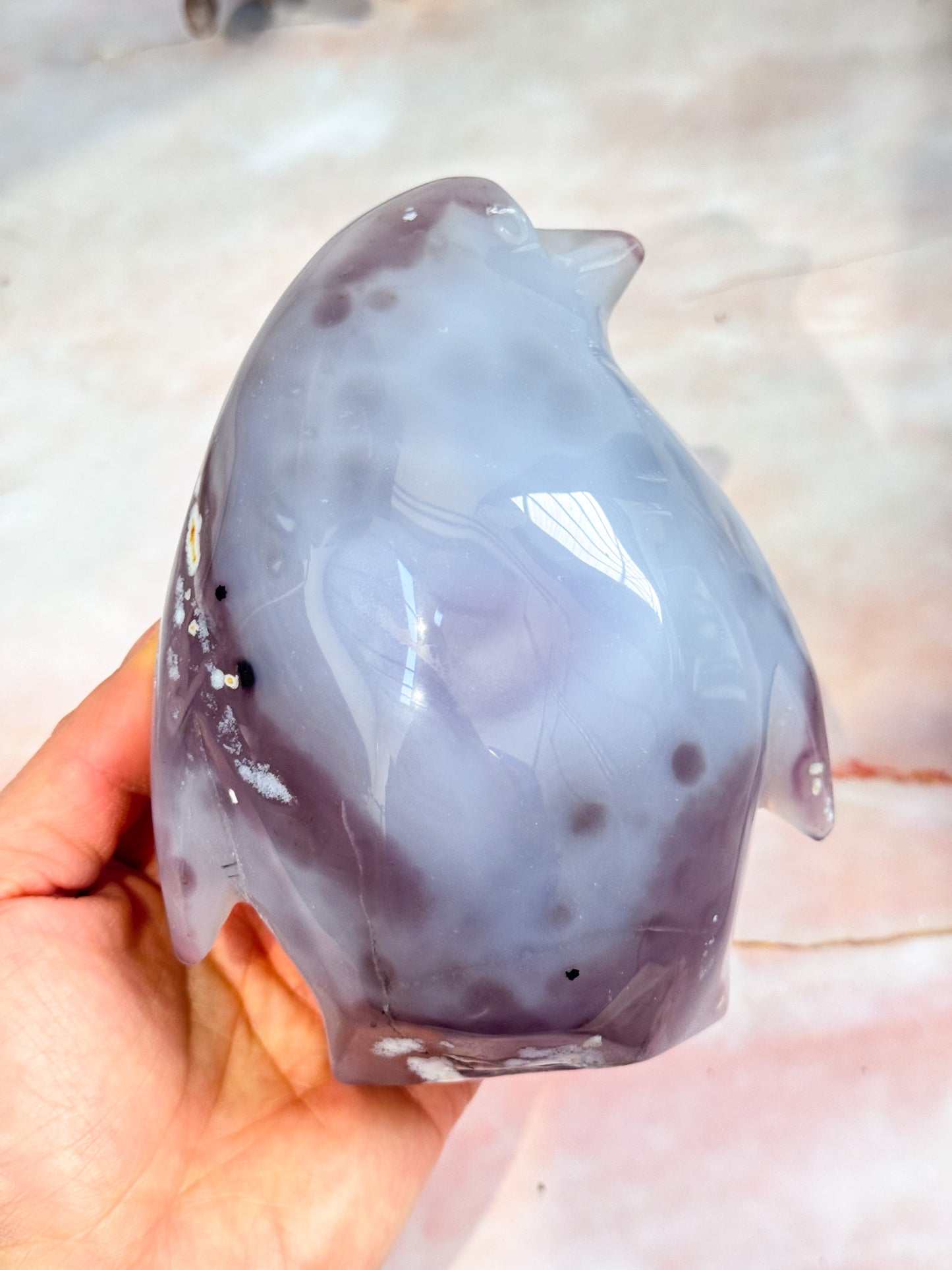 Agate and Quartz Penguin Carving