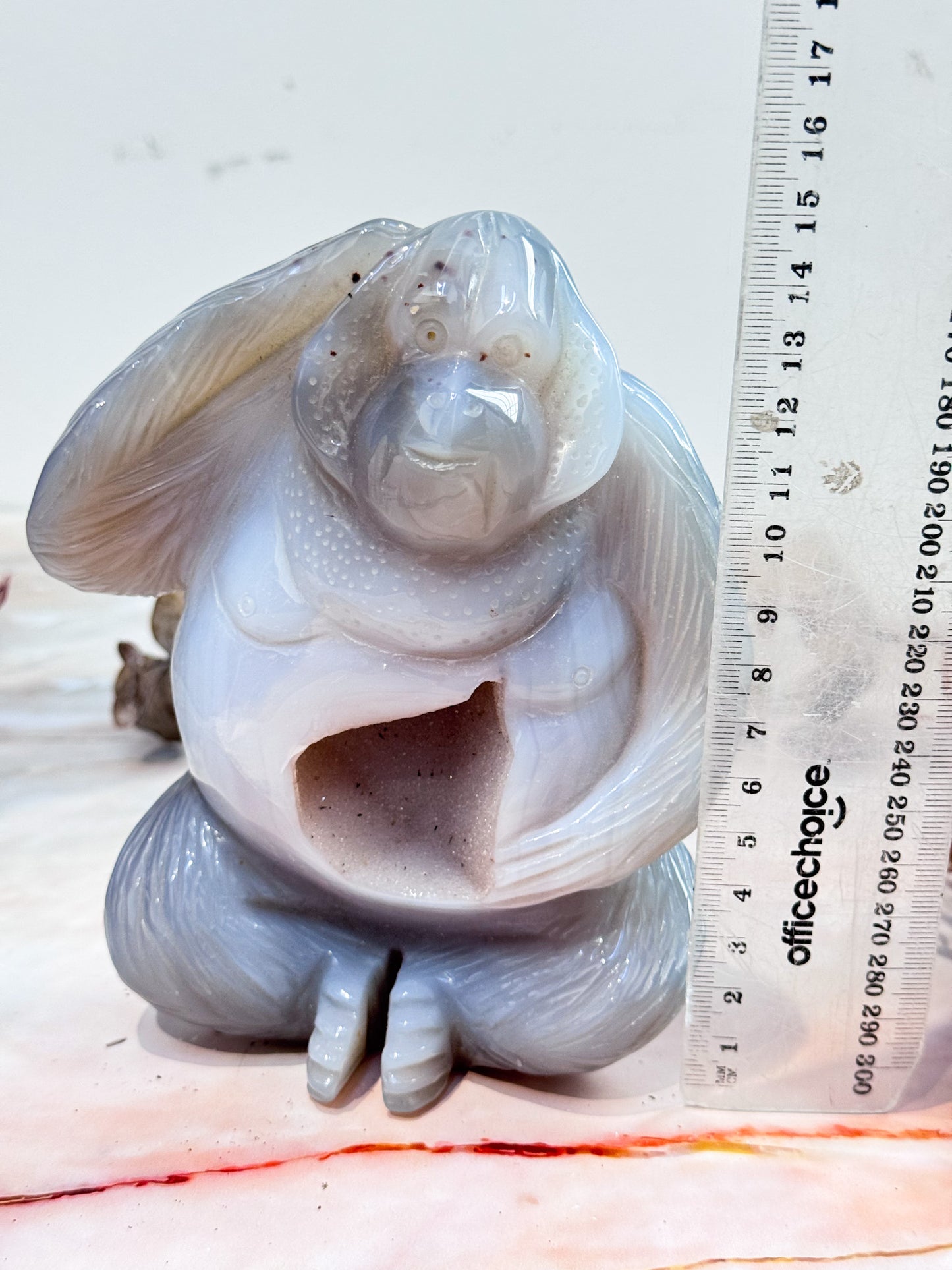 Agate and Quartz Orangutan Carving