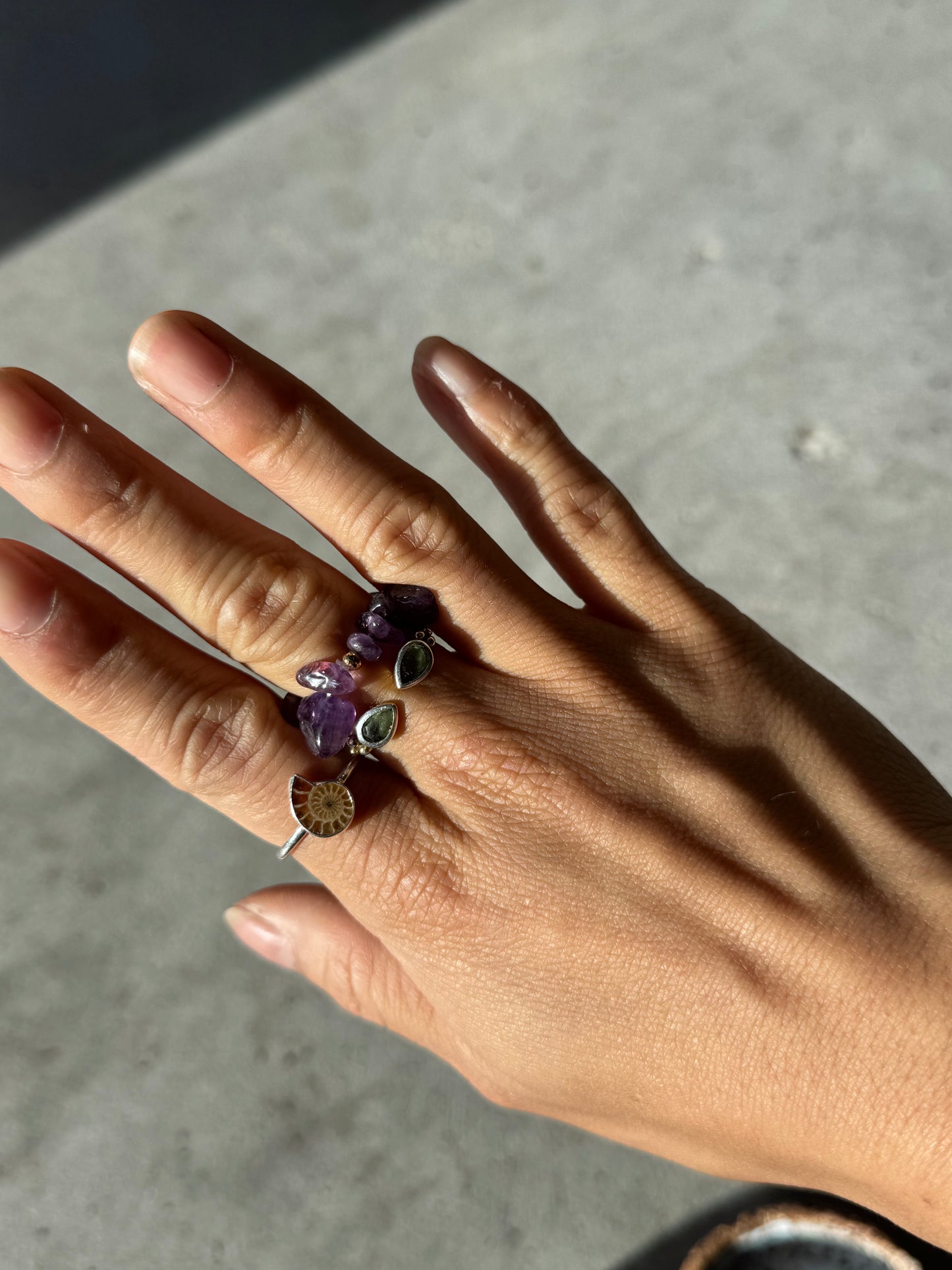 Amethyst Chip Anxiety Rings