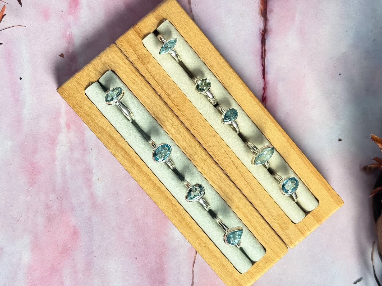 Faceted Aquamarine Rings