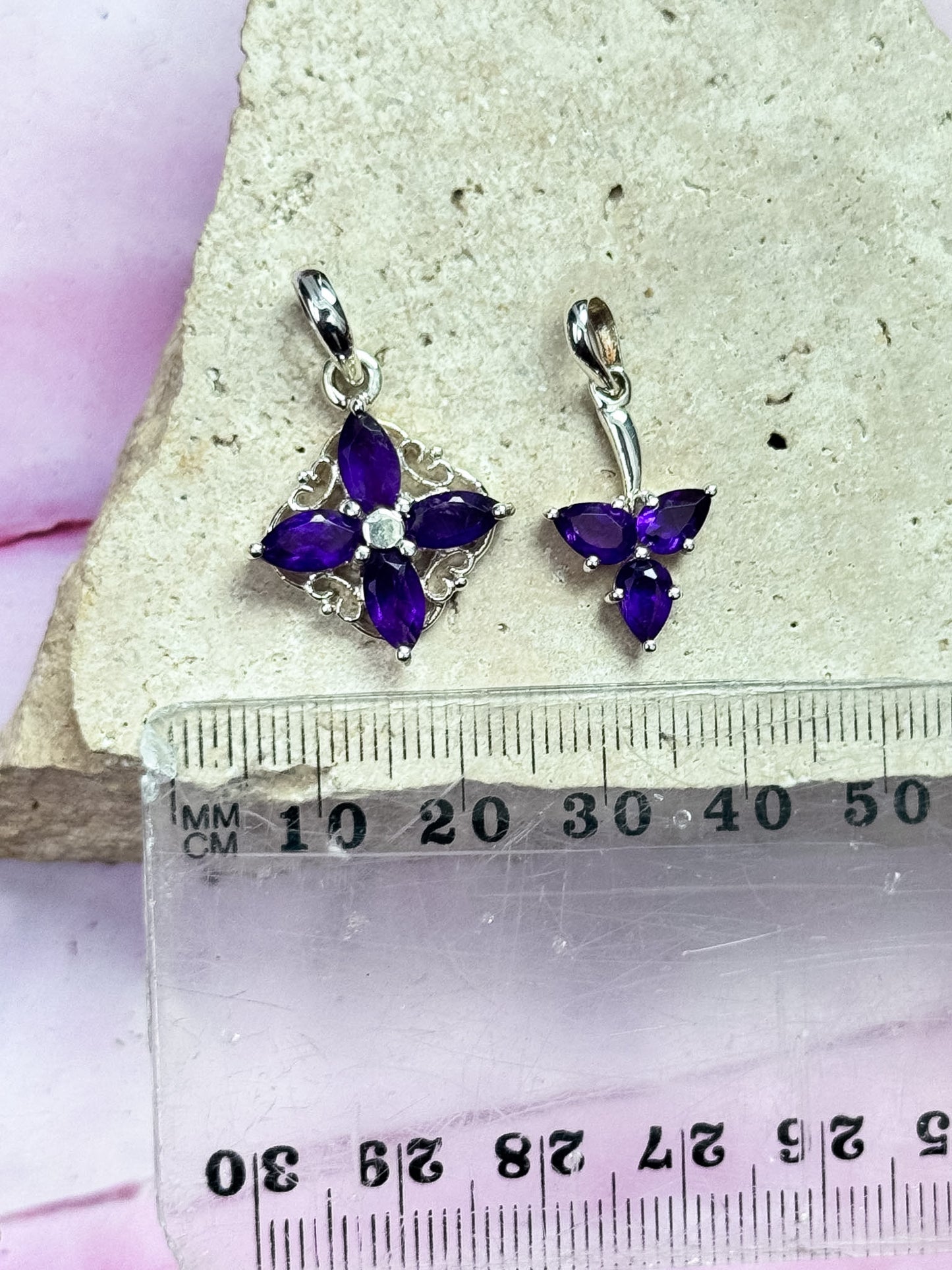 Faceted Amethyst Pendants