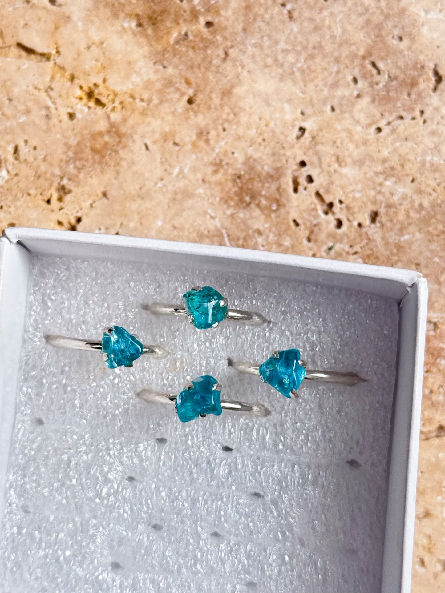 Neon Apatite Rough Rings