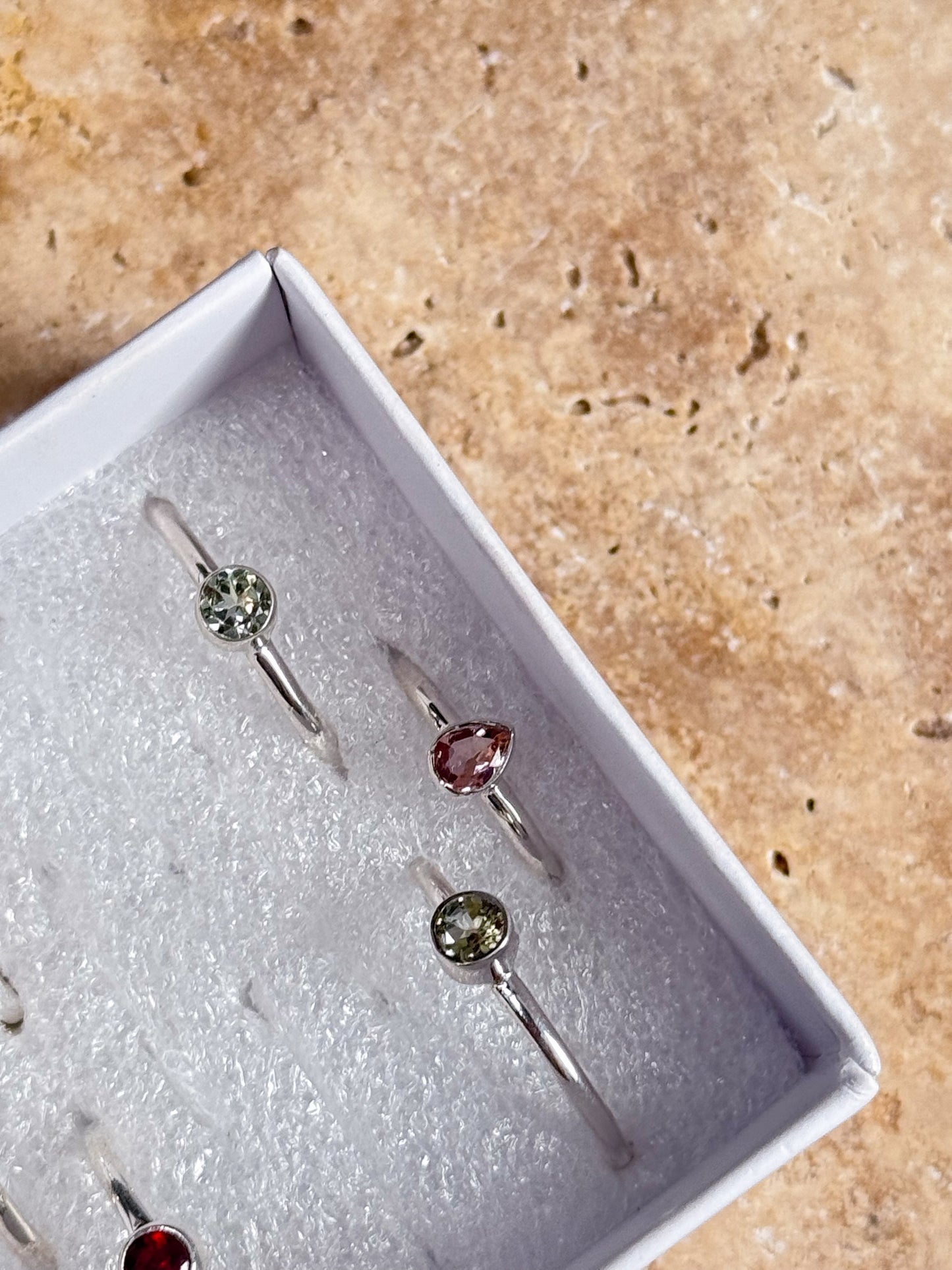Faceted Watermelon Tourmaline Rings