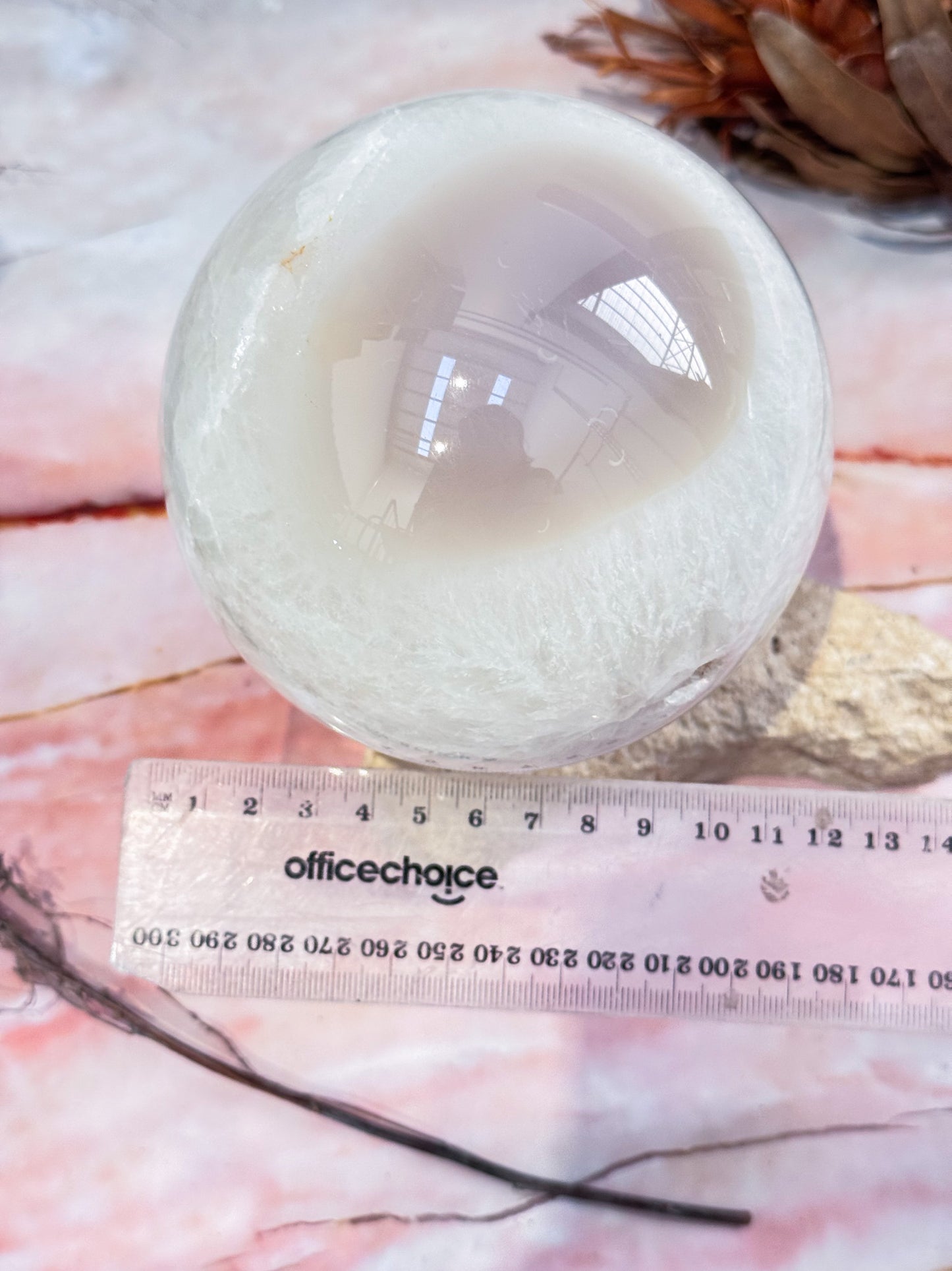 White Quartz and Agate Geode Sphere