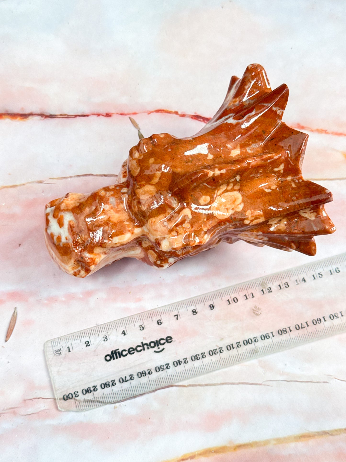 Amber Calcite Dragon Carving