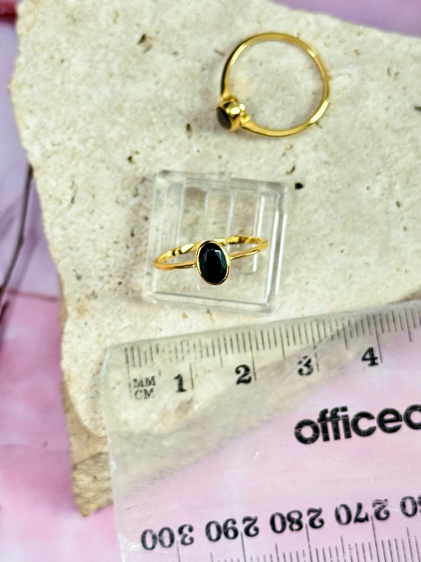 18k Gold Vermeil Obsidian Rings - Size 5