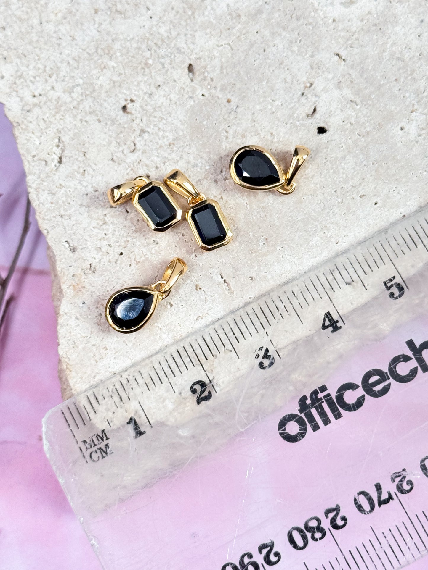 18k Gold Vermeil Obsidian Pendants