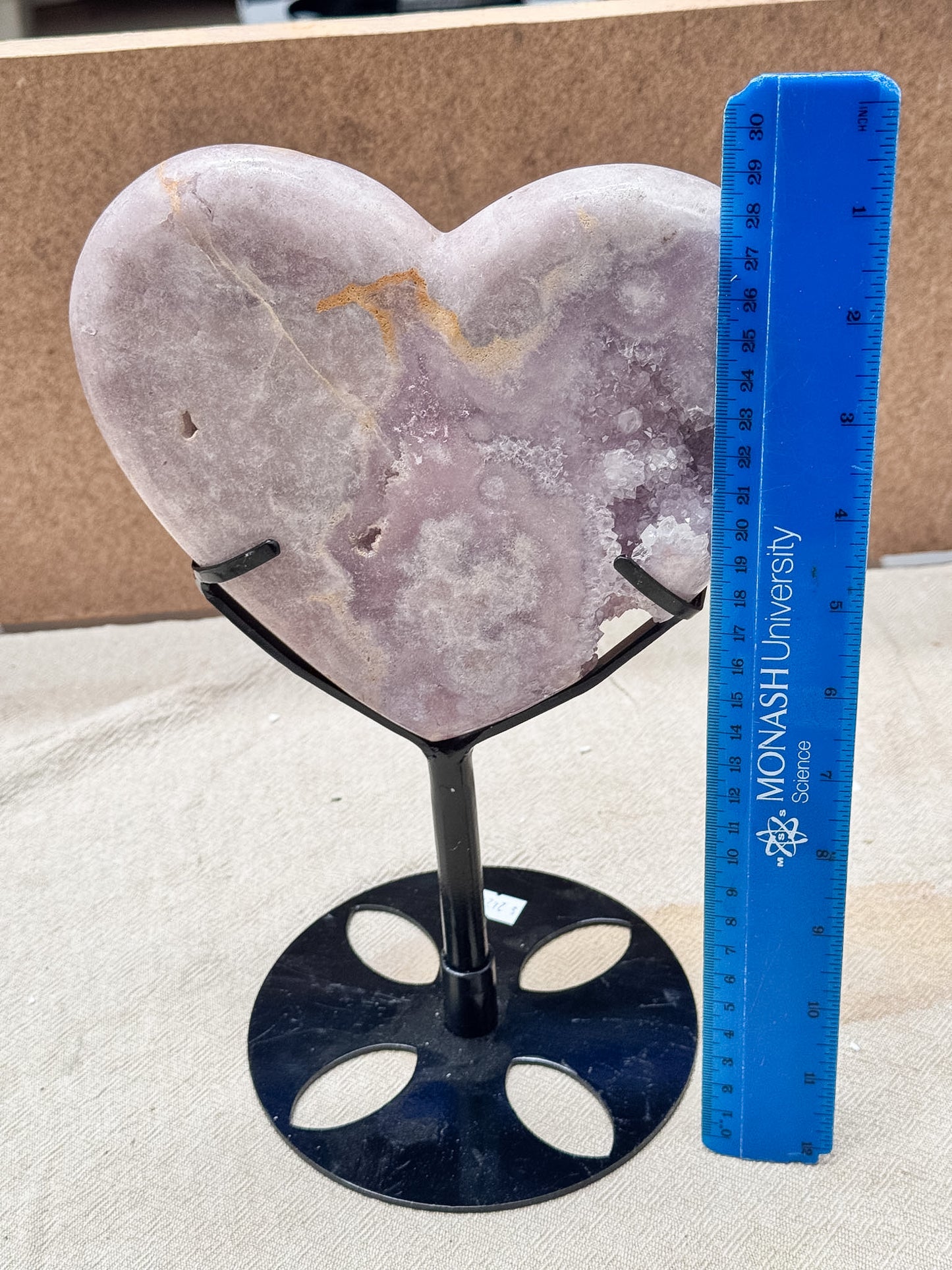 Large Pink Amethyst Heart on Stand