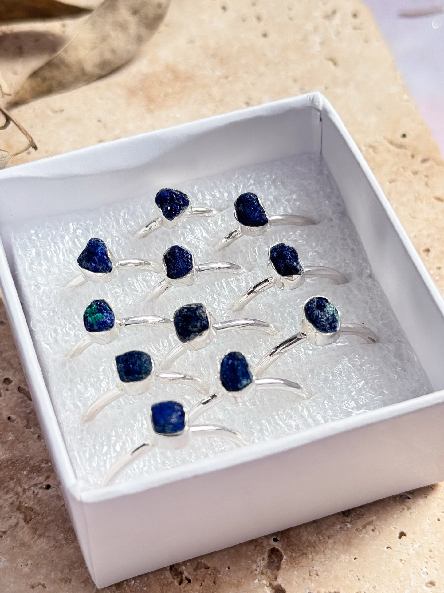 Blueberry Azurite Rough Rings