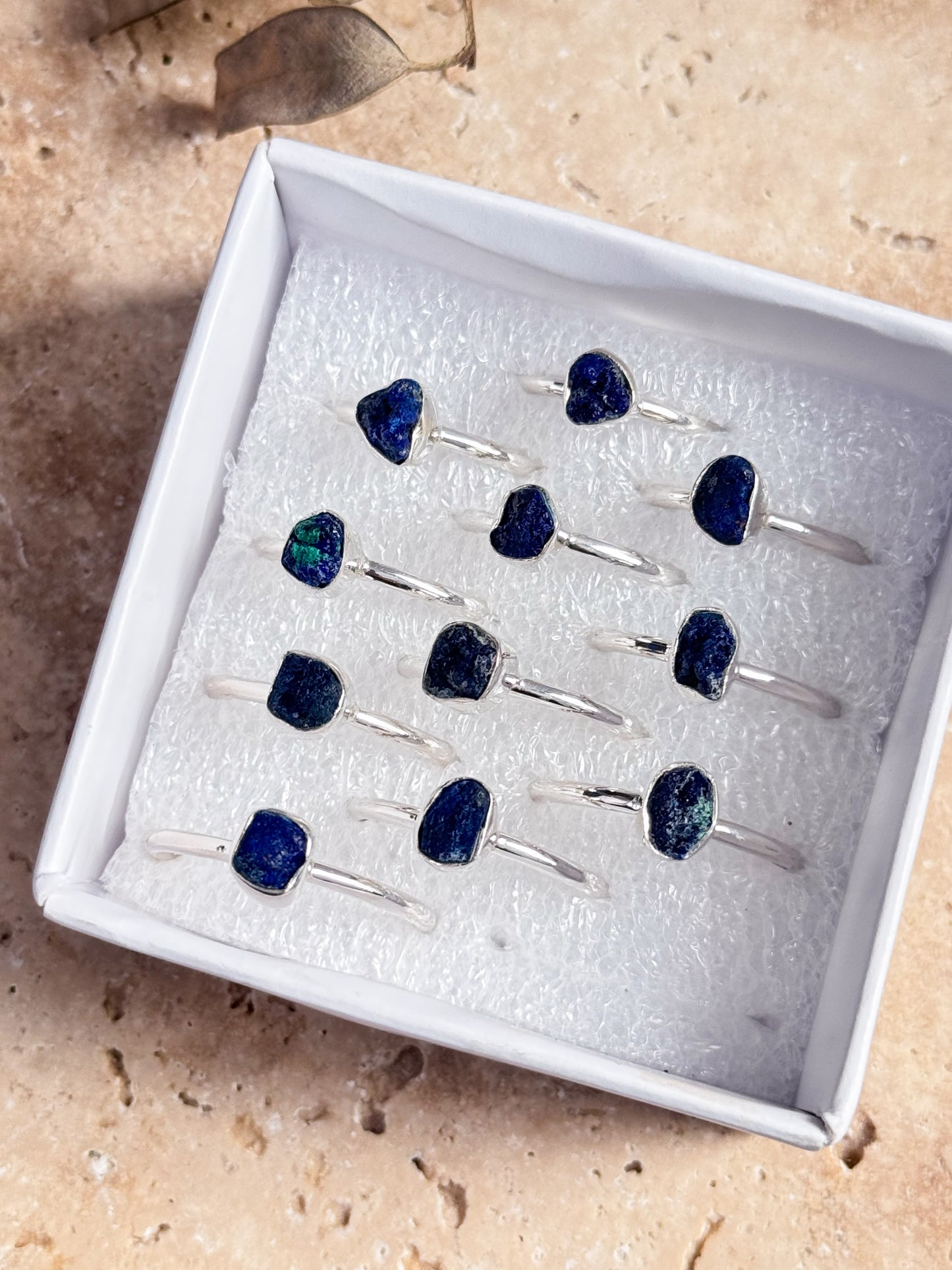 Blueberry Azurite Rough Rings