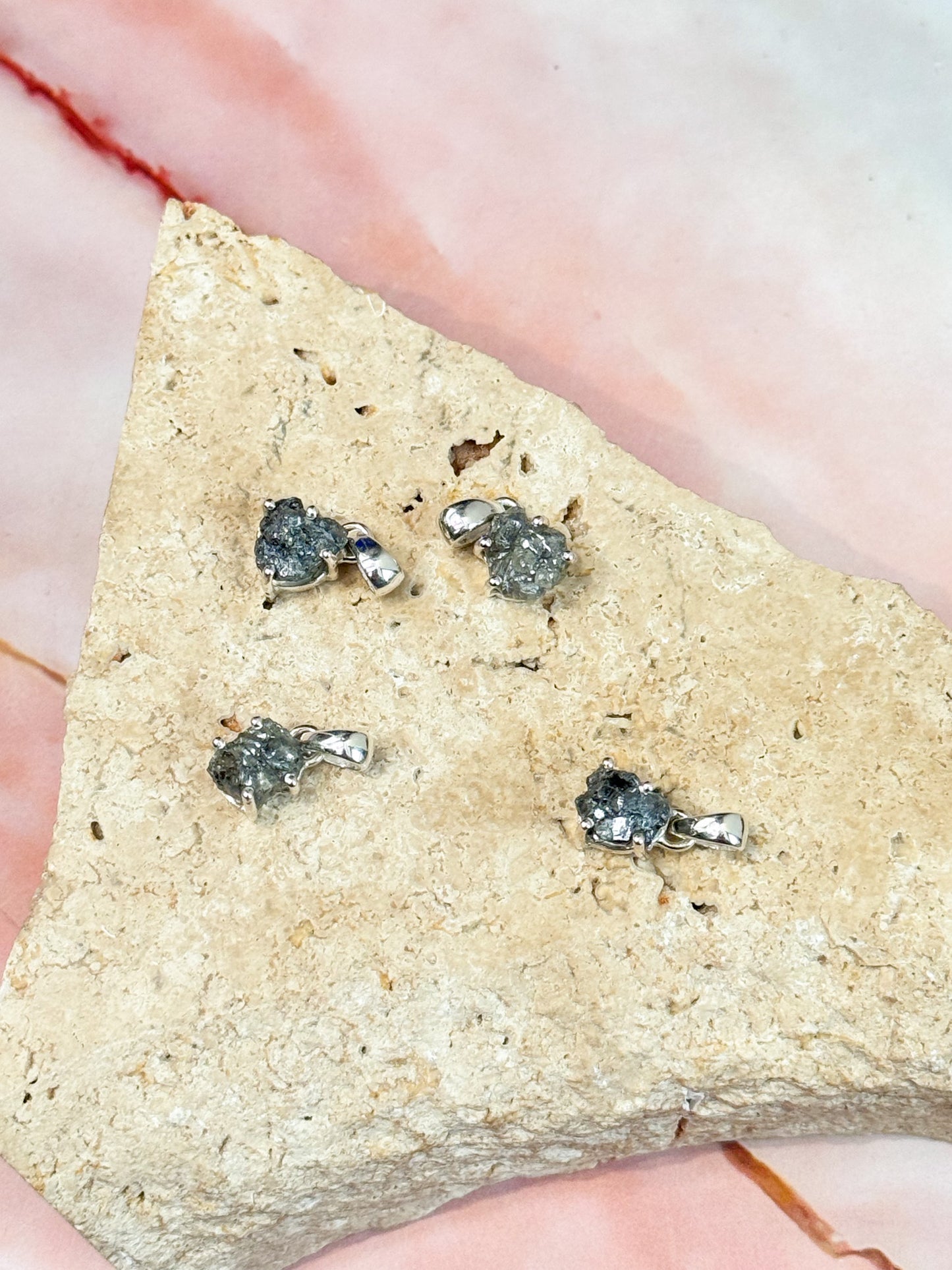 Rough Grey Dainty Diamond Pendants