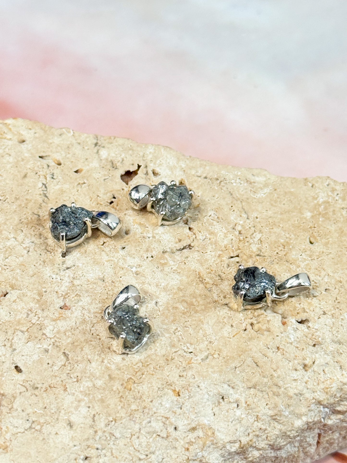 Rough Grey Dainty Diamond Pendants