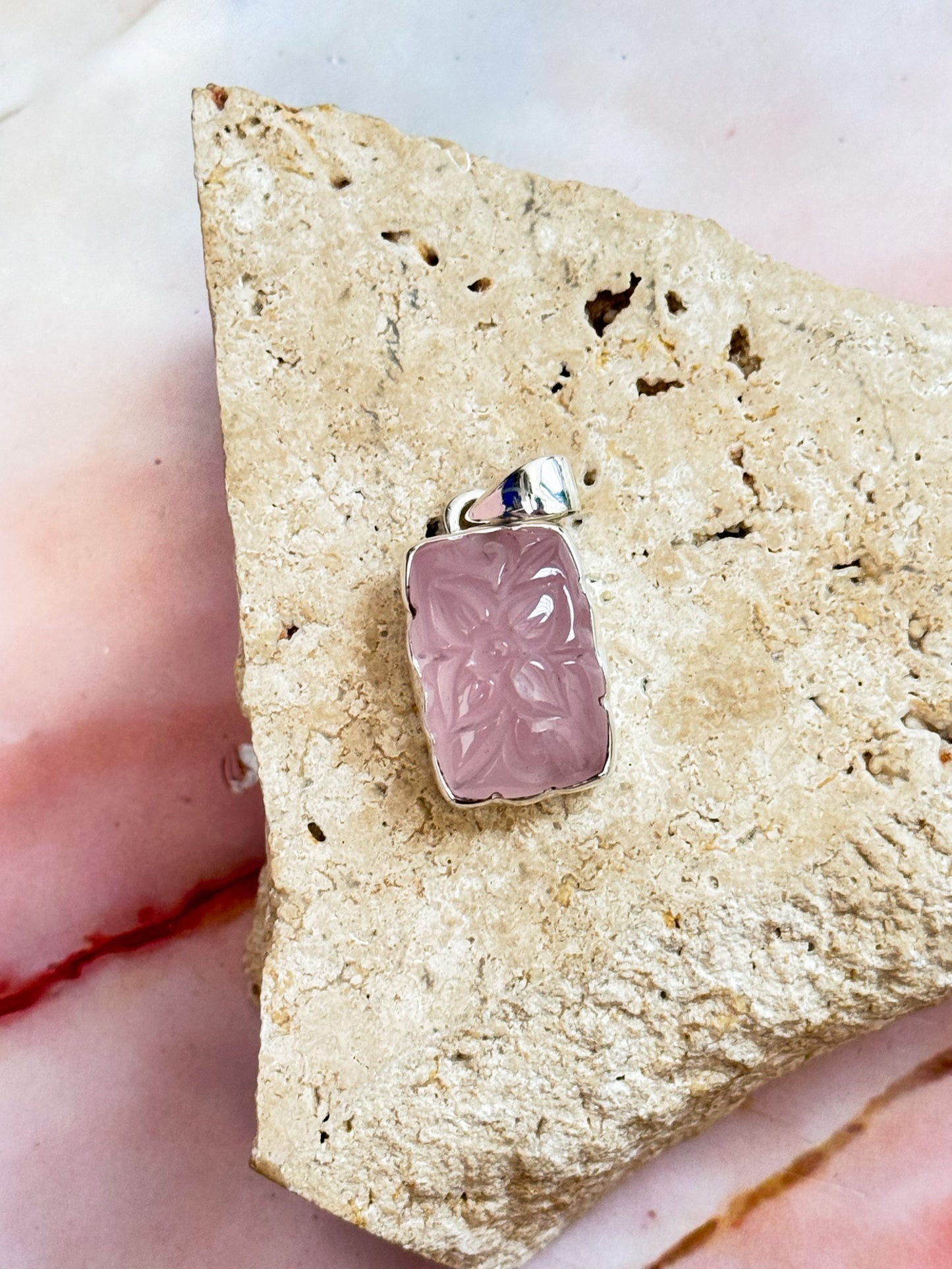 Rose Quartz Carved Pendants
