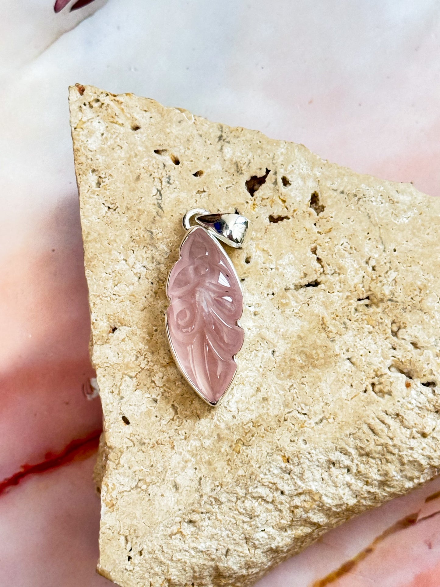 Rose Quartz Carved Pendants