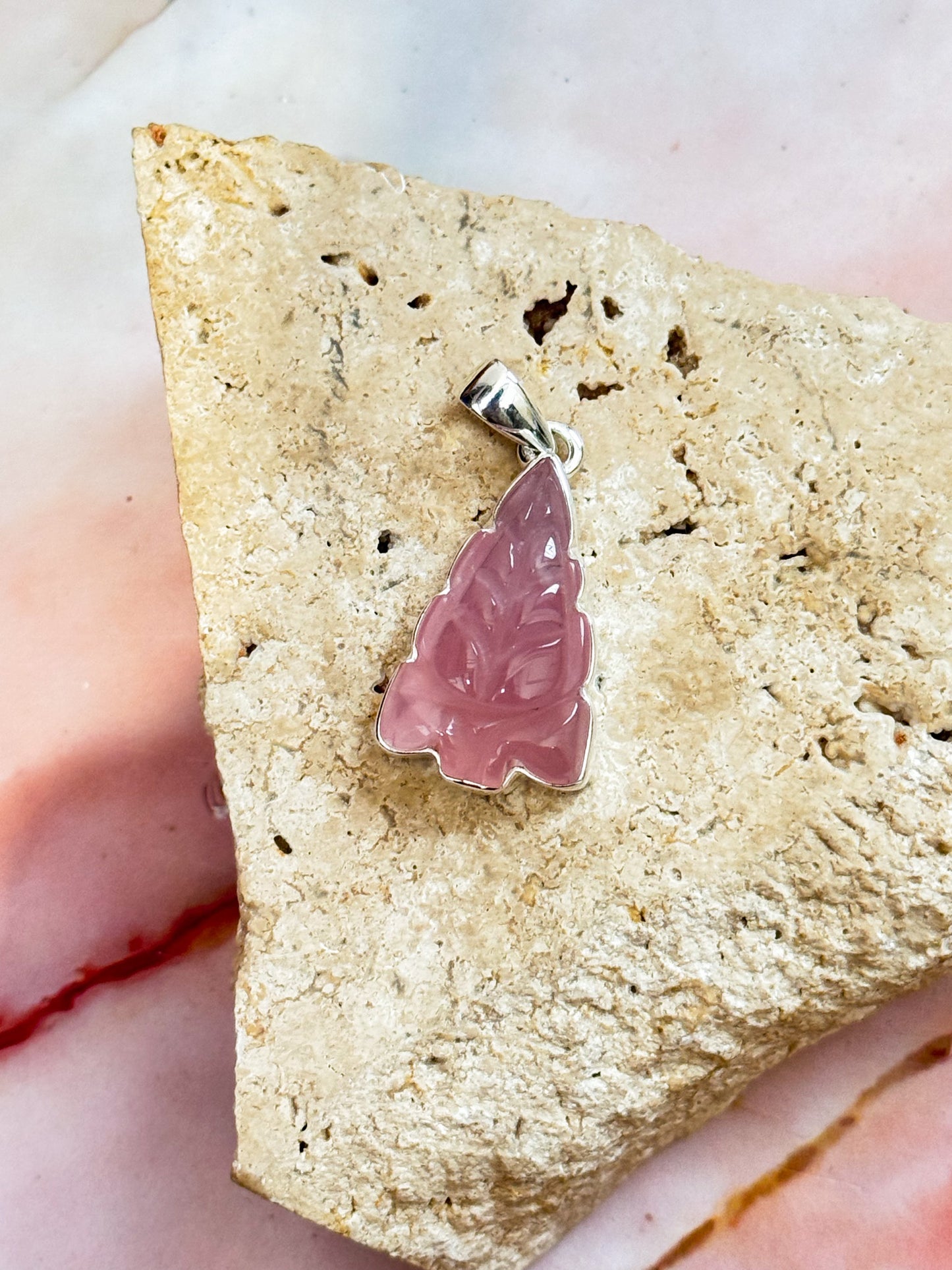 Rose Quartz Carved Pendants