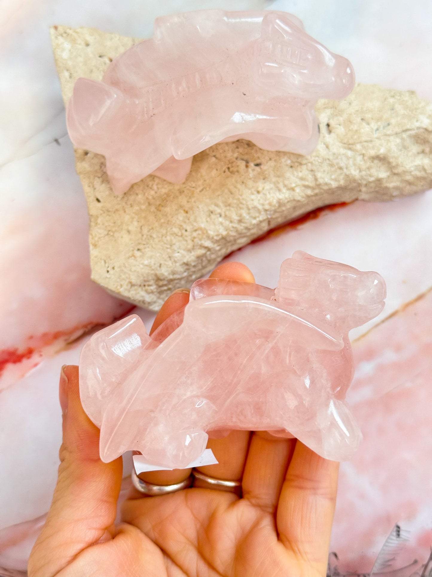 Rose Quartz Dragon Carving