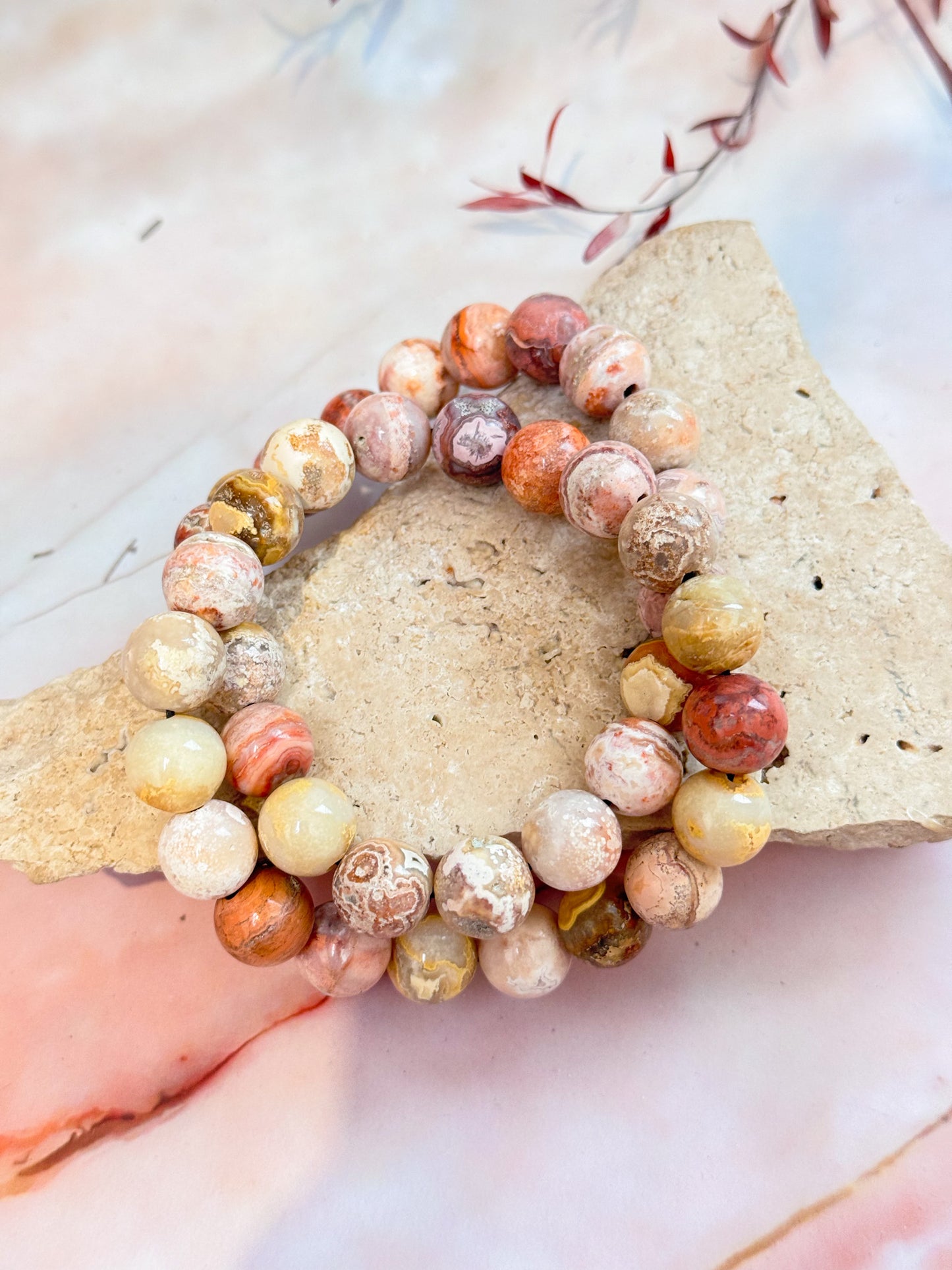 Pink Crazy Lace Agate Bracelets