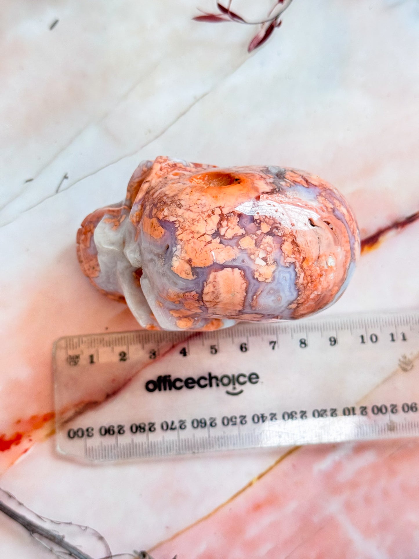 Pink Petal Agate Skull