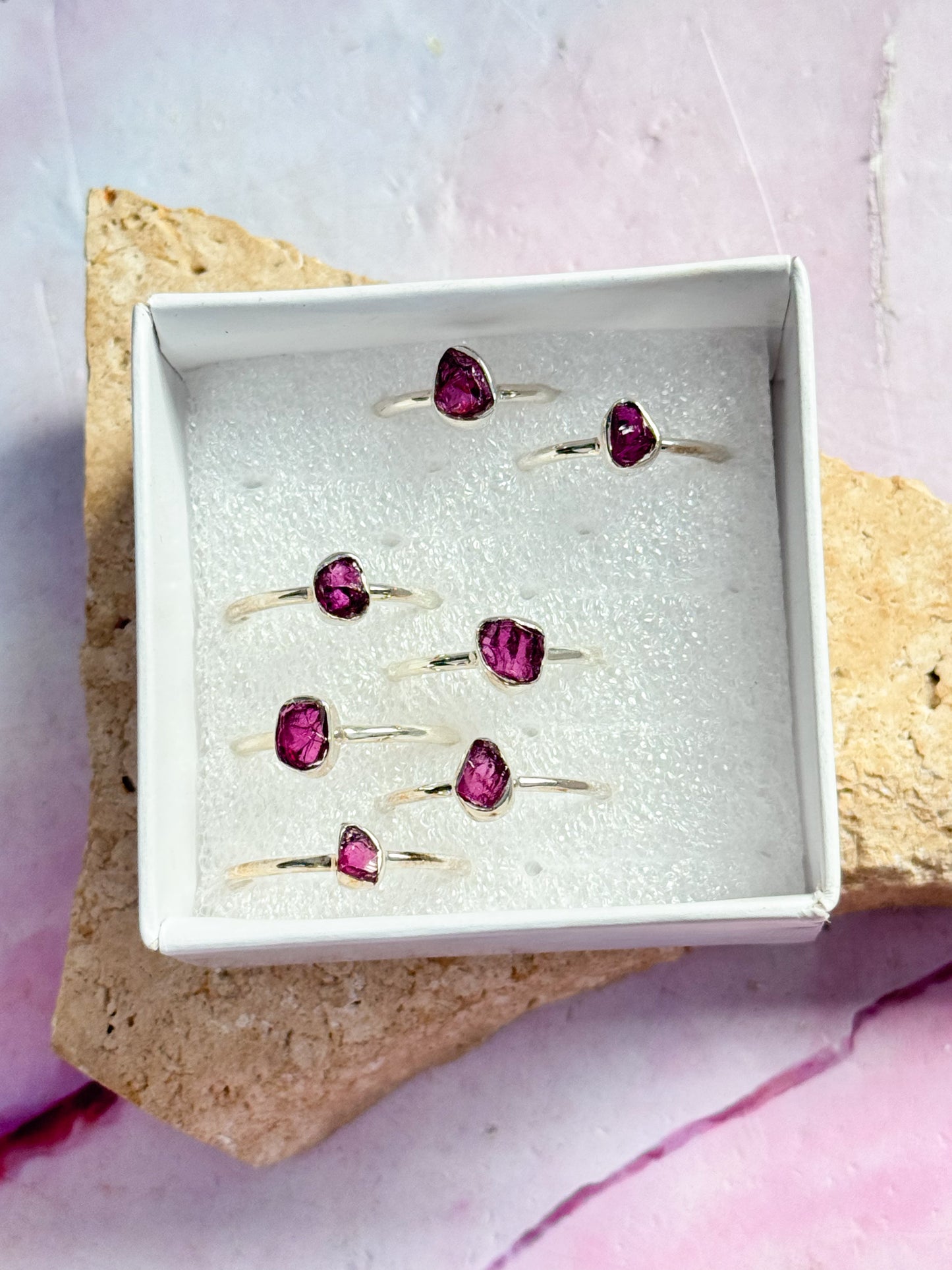 Purple Garnet Rough Rings